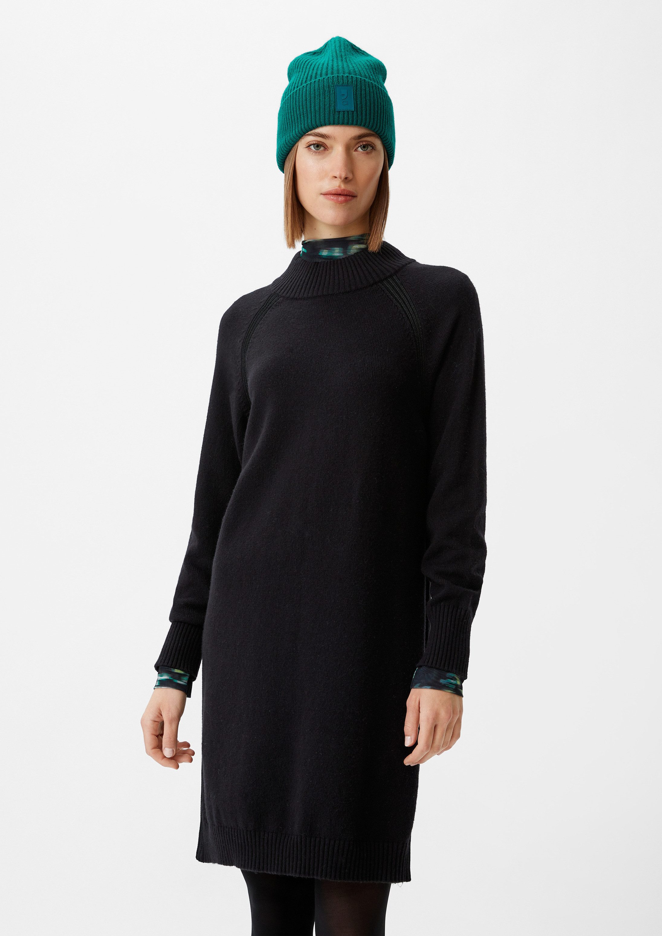 comma Minikleid Kleid Kurzes Strickkleid mit Rippblende