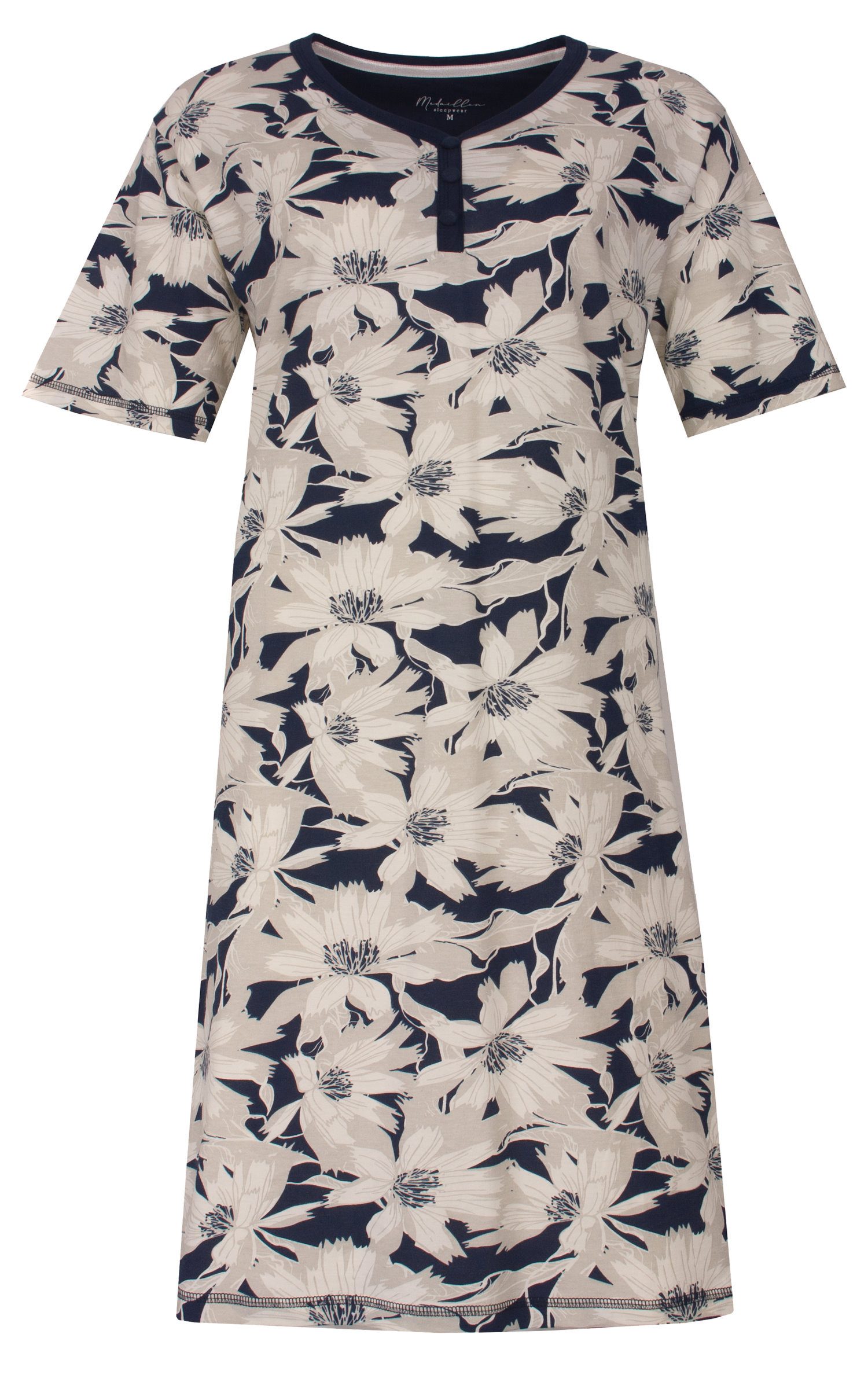 Medaillon Nachthemd Damen Schlafshirt mit kurzem Arm (1-tlg) Baumwolle