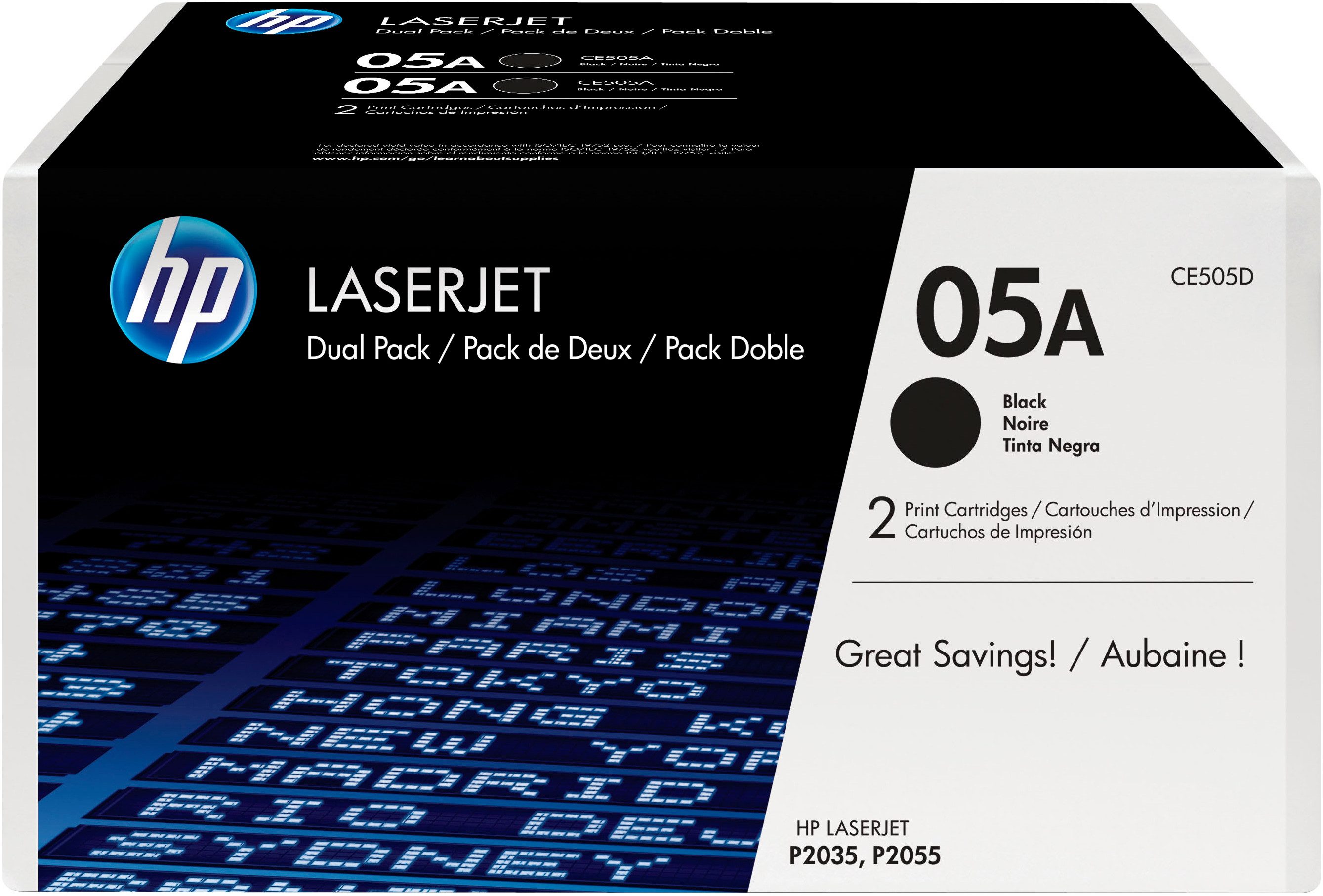 HP Tonerkartusche HP original Toner 05A (CE505D) 2er-Pack Black, (Packung, 2-St)