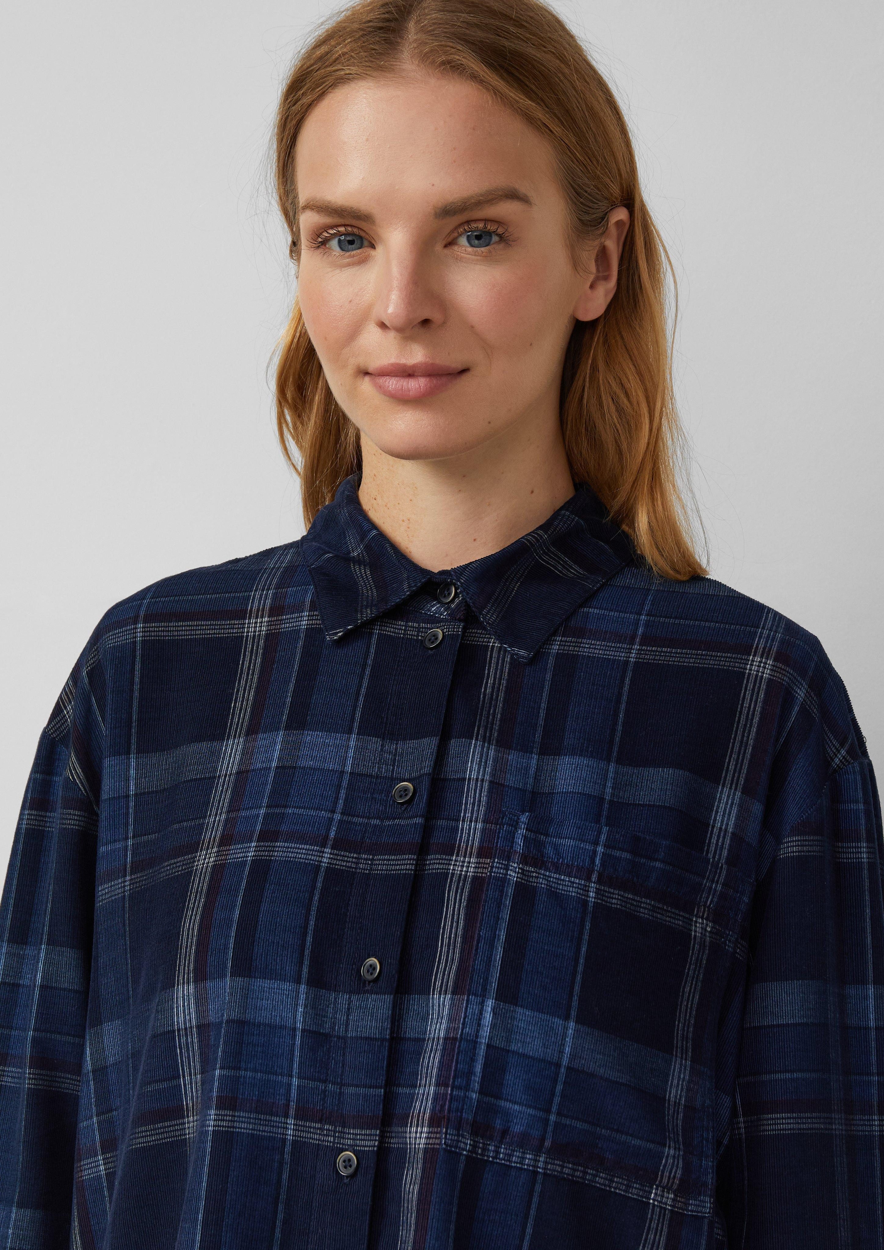 s.Oliver Langarmbluse Karierte Feincord-Bluse im Relaxed günstig online kaufen