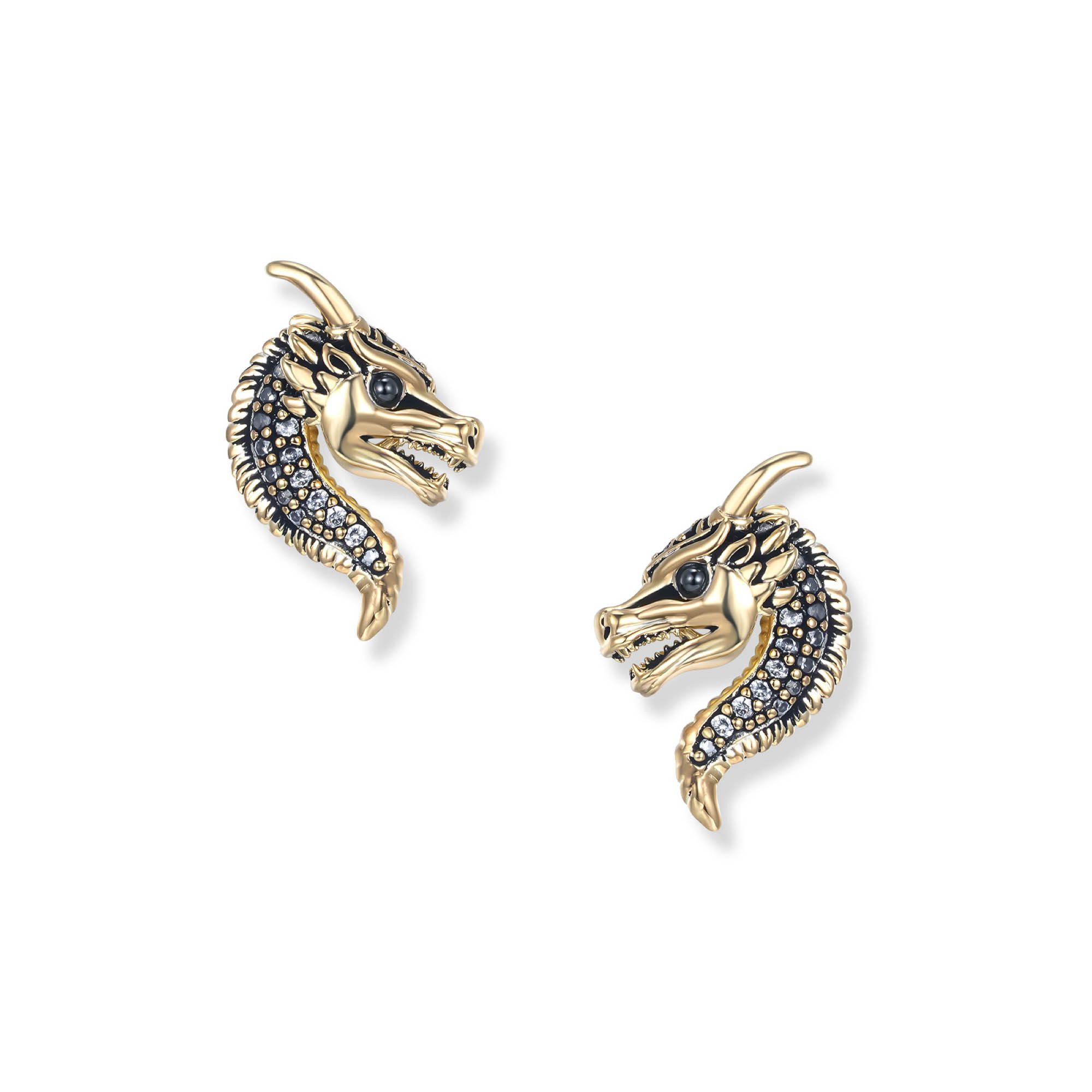 Seinerzeit FLORA & FAUNA Paar Серьги-гвоздики Belarius Drachen Серьги, Material: 925 Sterling Silber, vergoldet