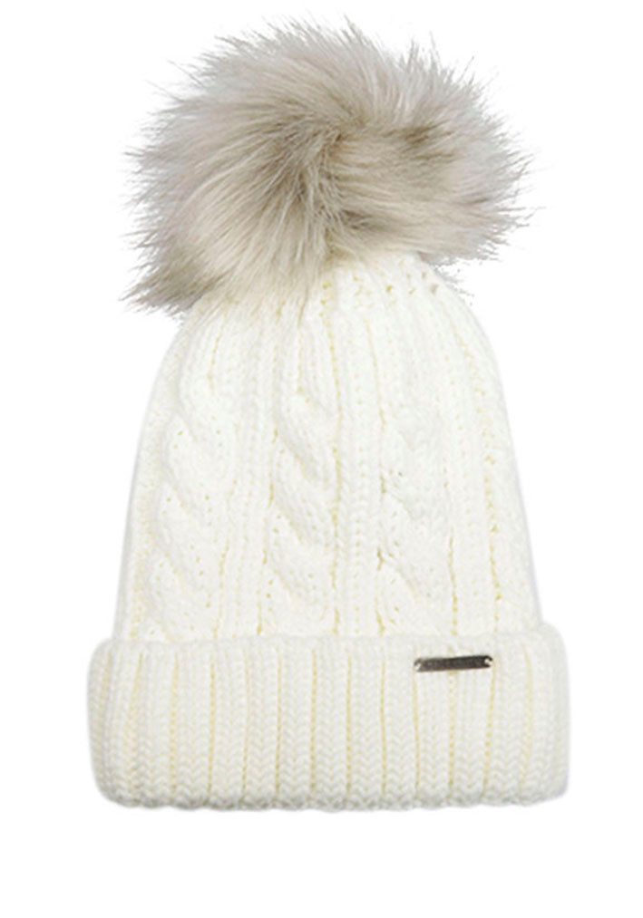 chillouts Bommelmütze Joan Hat Mit Fake-Fur Pom Pom, Zopfmuster – Bild 2 von 5