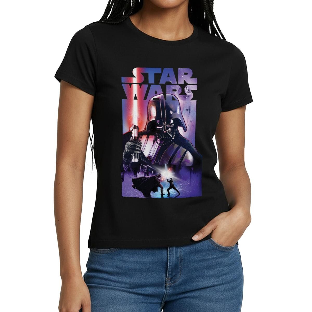 T-Shirt Star Wars Darth Vader Mit Rotem Lichtschwert Frauen T-Shirt