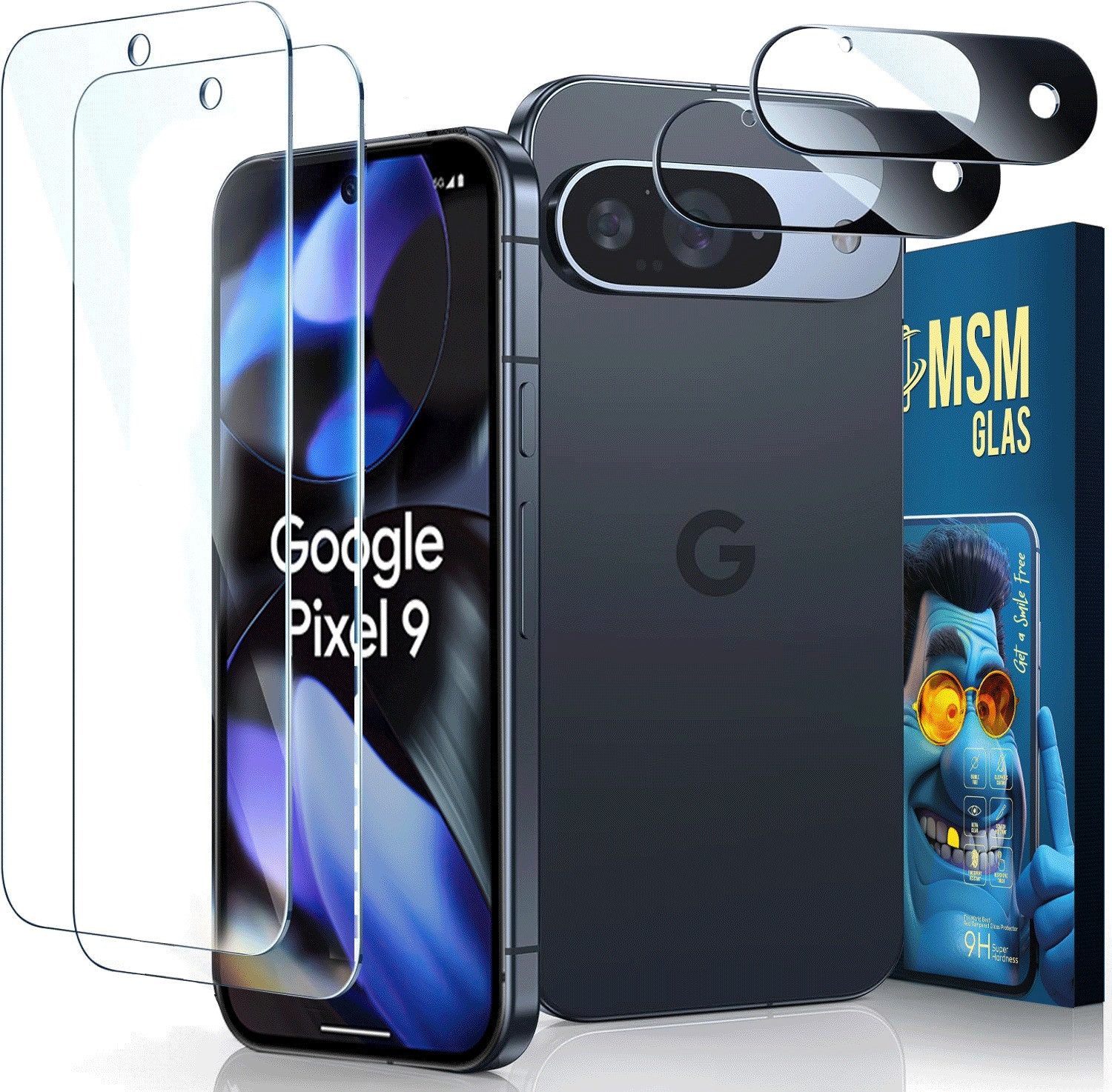 MSM Displayschutzglas 2X Schutzglas (Display + Kamera) für Google Pixel 9 Panzerfolie