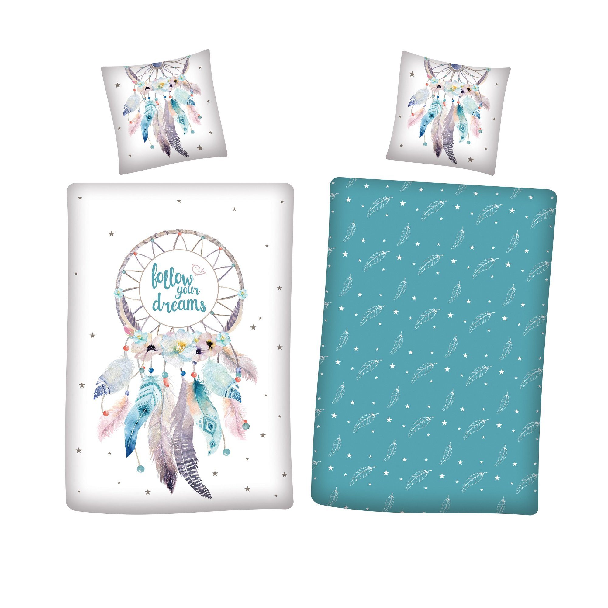 Familando Jugendbettwäsche Traumfänger "Follow your Dreams" 135x200 + 80x80 günstig online kaufen