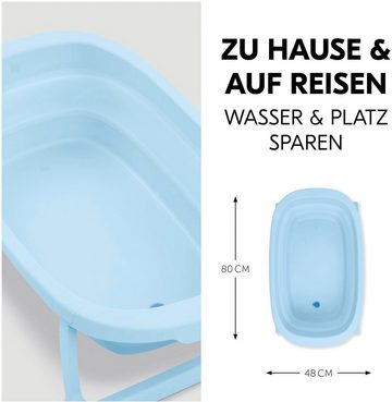 Hauck Babybadewanne Wash N Fold M, Light Blue, Faltbadewanne mit Wassertemperaturmessung am Ablaufstopfen