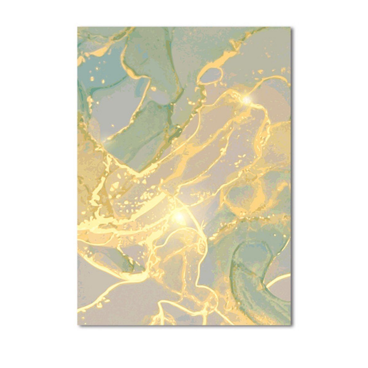 TPFLiving Kunstdruck (OHNE RAHMEN) Poster - Leinwand - Wandbild, Abstrakte Strukturen - Wanddeko Wohnzimmer - (13 verschiedene Größen zur Auswahl - Auch im günstigen 3-er Set), Farben: Gold, Gelb, Grün, Grau - Größe: 30x40cm