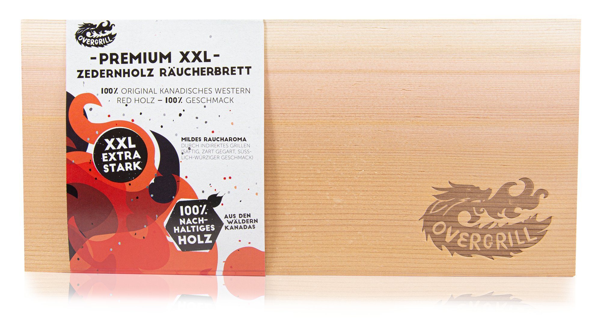 OVERGRILL Grillplatte Premium XXL GRILLBRETT - Zedernholz Räucherbrett, 100% nachhaltiges Holz