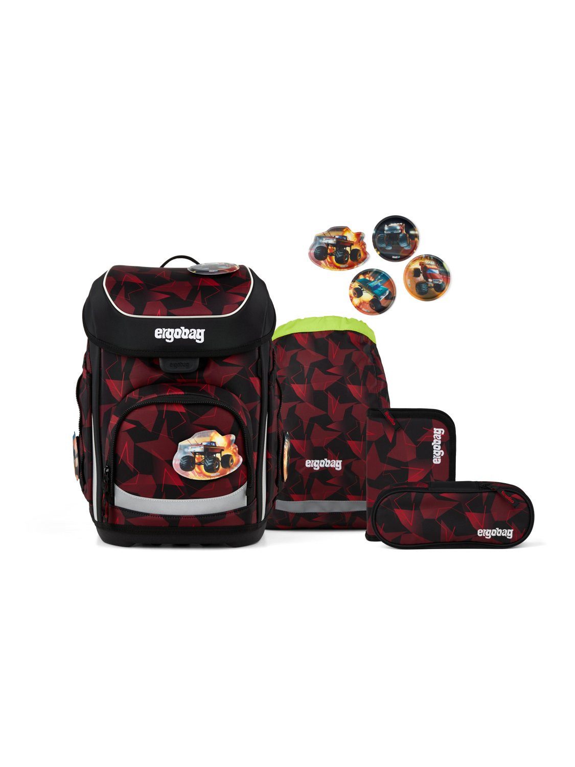 ergobag Schulranzen cubo Set (5-tlg., 5-teiliges Set), größenverstellbares Rückensystem