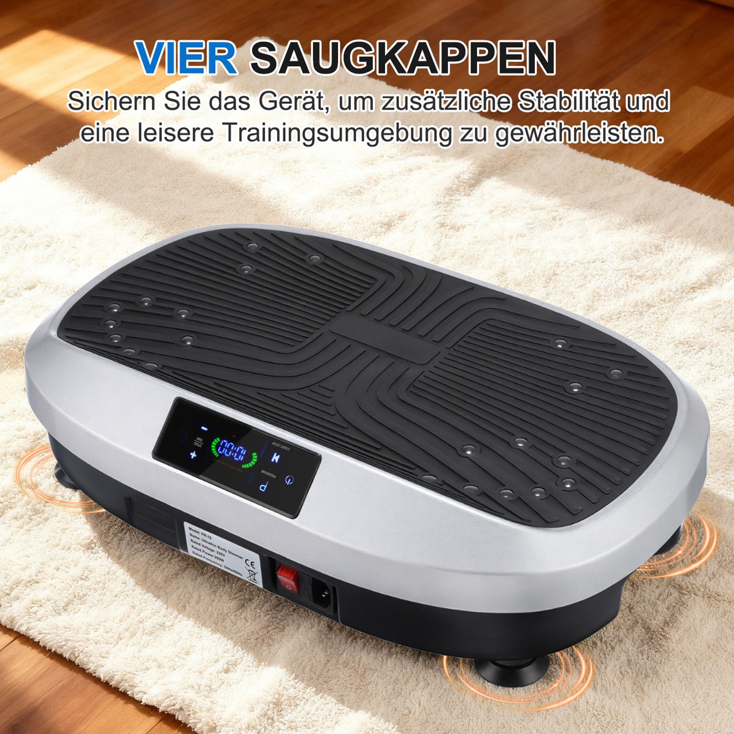 kehot Vibrationsplatte Vibrationsplatte für Ganzkörpertraining, LED Display & Fernbedienung, 200 W, 120 Intensitätsstufen, Leise Trainingsplatte mit Widerstands – Bild 5 von 5