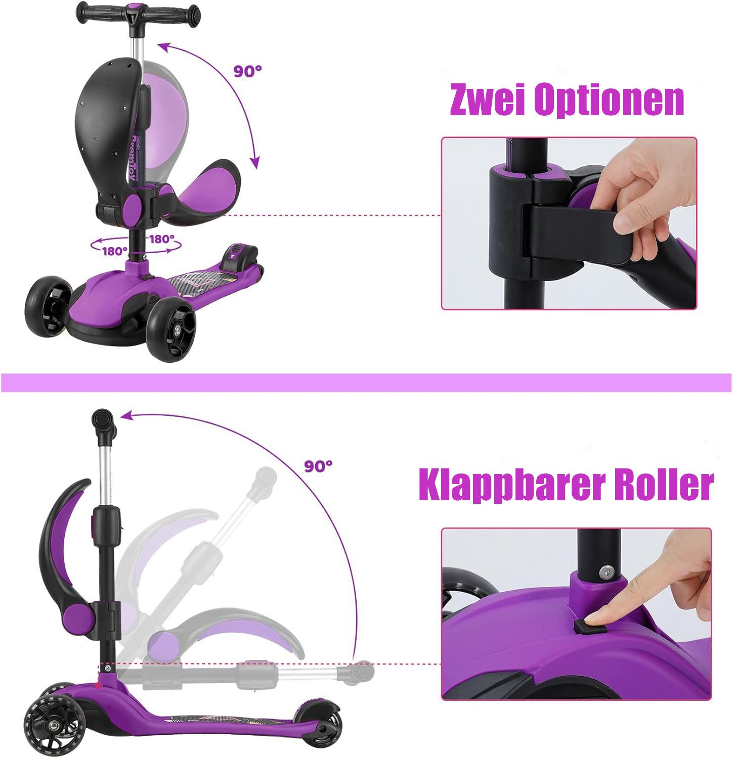 BremToy Dreiradscooter Kinderroller Tretroller Faltbarer Scooter 1-14 Jahre – Bild 5 von 5