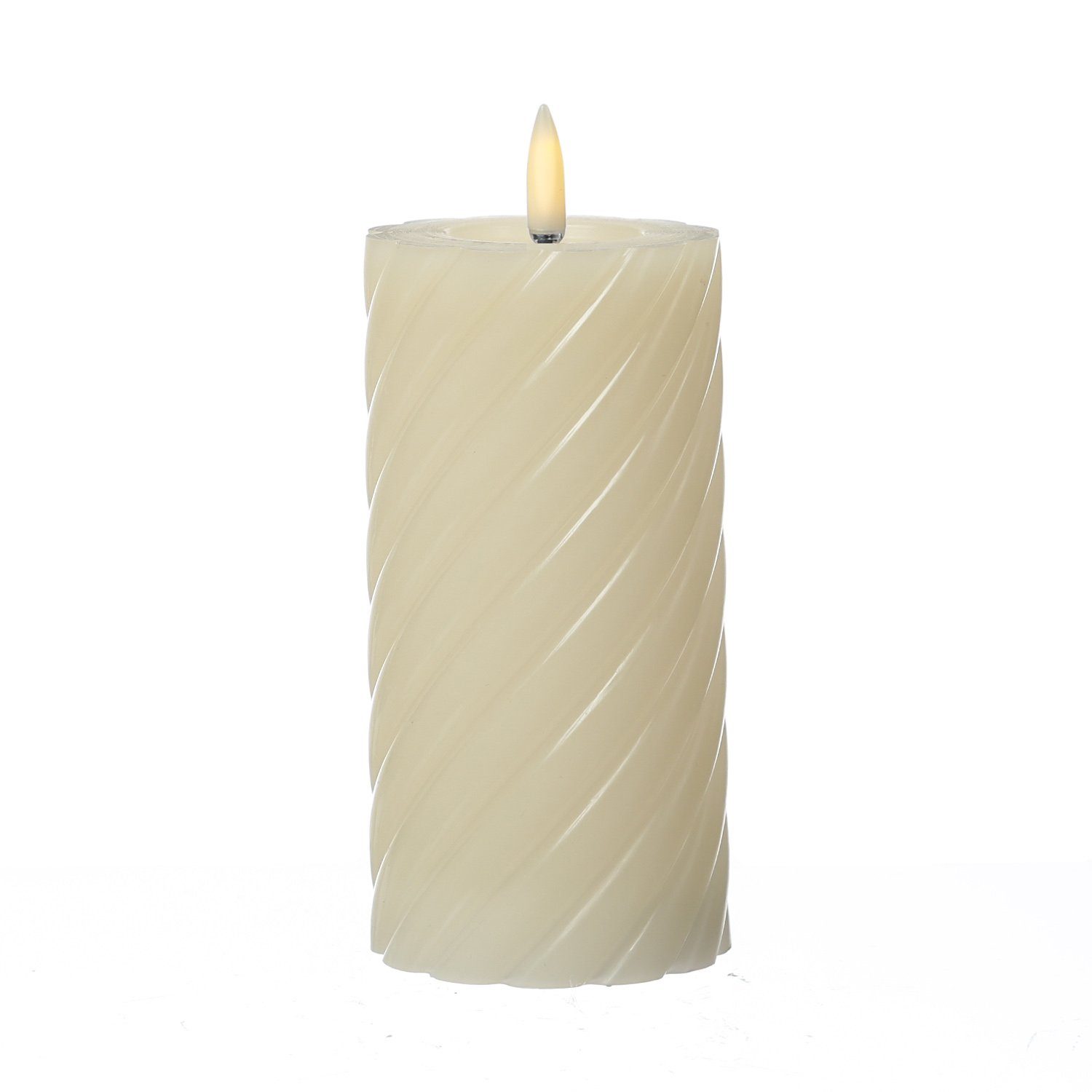 MARELIDA LED-Kerze LED Kerze Twist Echtwachs gedreht flackernd H: 17,5cm Timer creme, warmweiß (2100K bis 3000K) – Bild 2 von 5