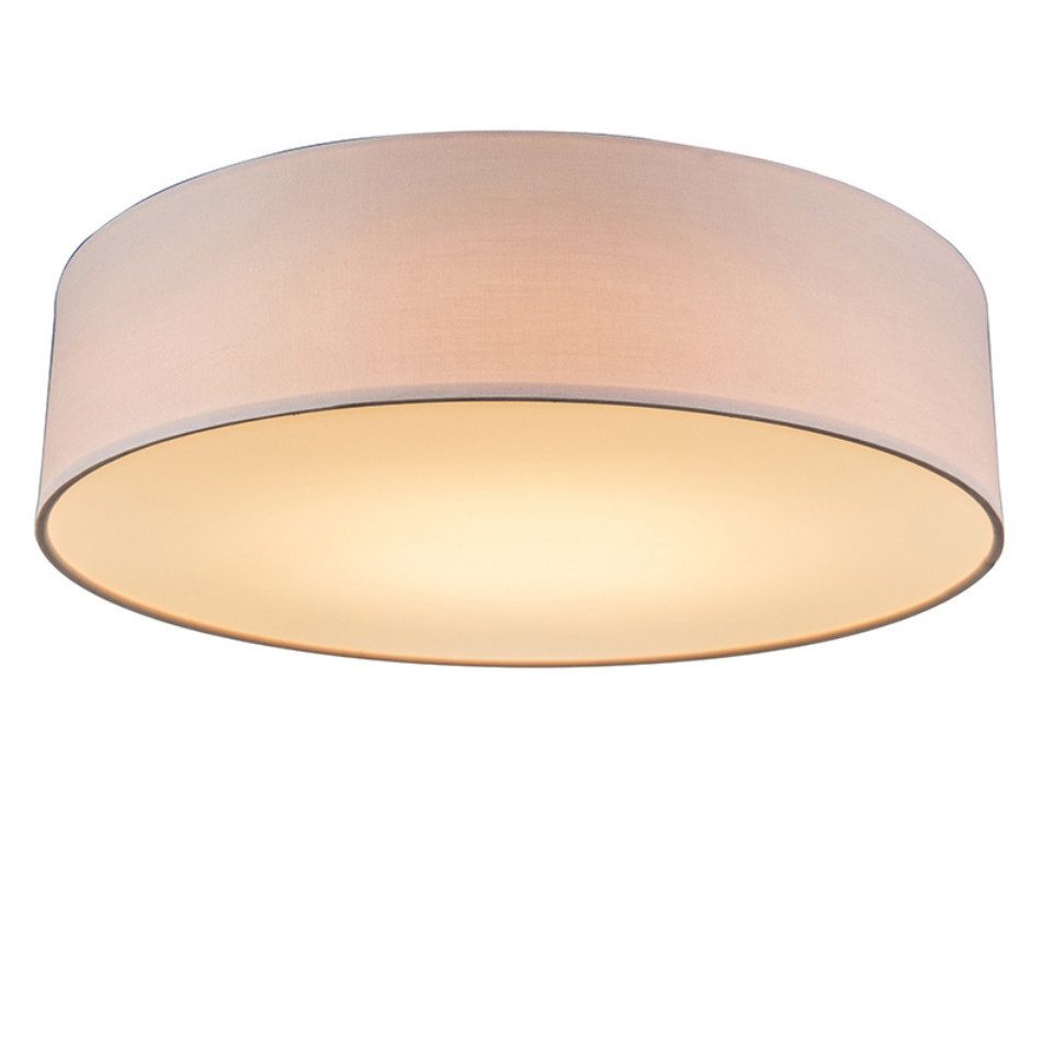 Qazqa Deckenleuchte Drum led, LED wechselbar, Extra-Warmweiß, QAZQA Deckenleuchte, led-module, Rosa, Textil, Modern