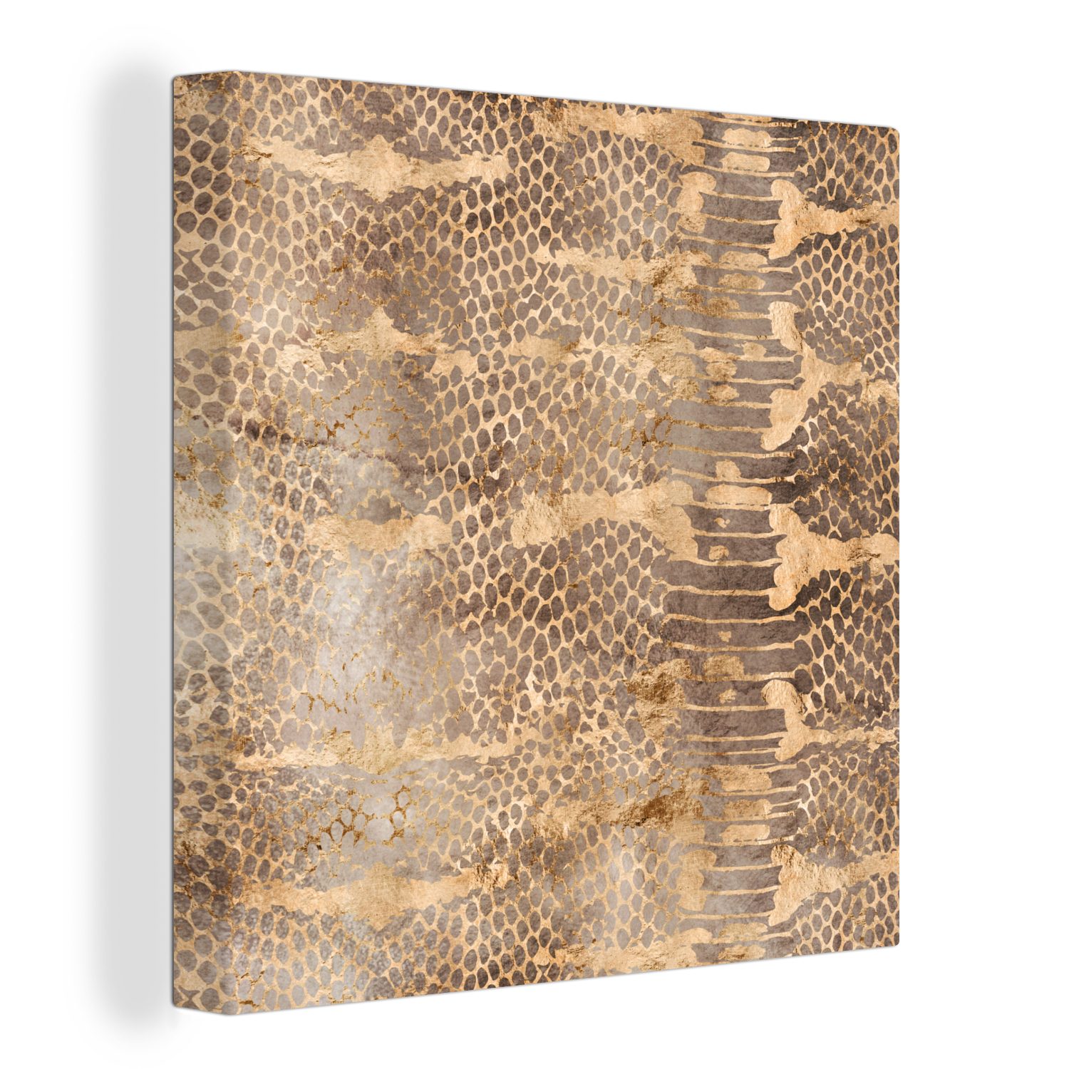 OneMillionCanvasses® Leinwandbild Tiermuster - Schlange - Gold - Luxus, (1 St), Leinwand Bilder für Wohnzimmer Schlafzimmer