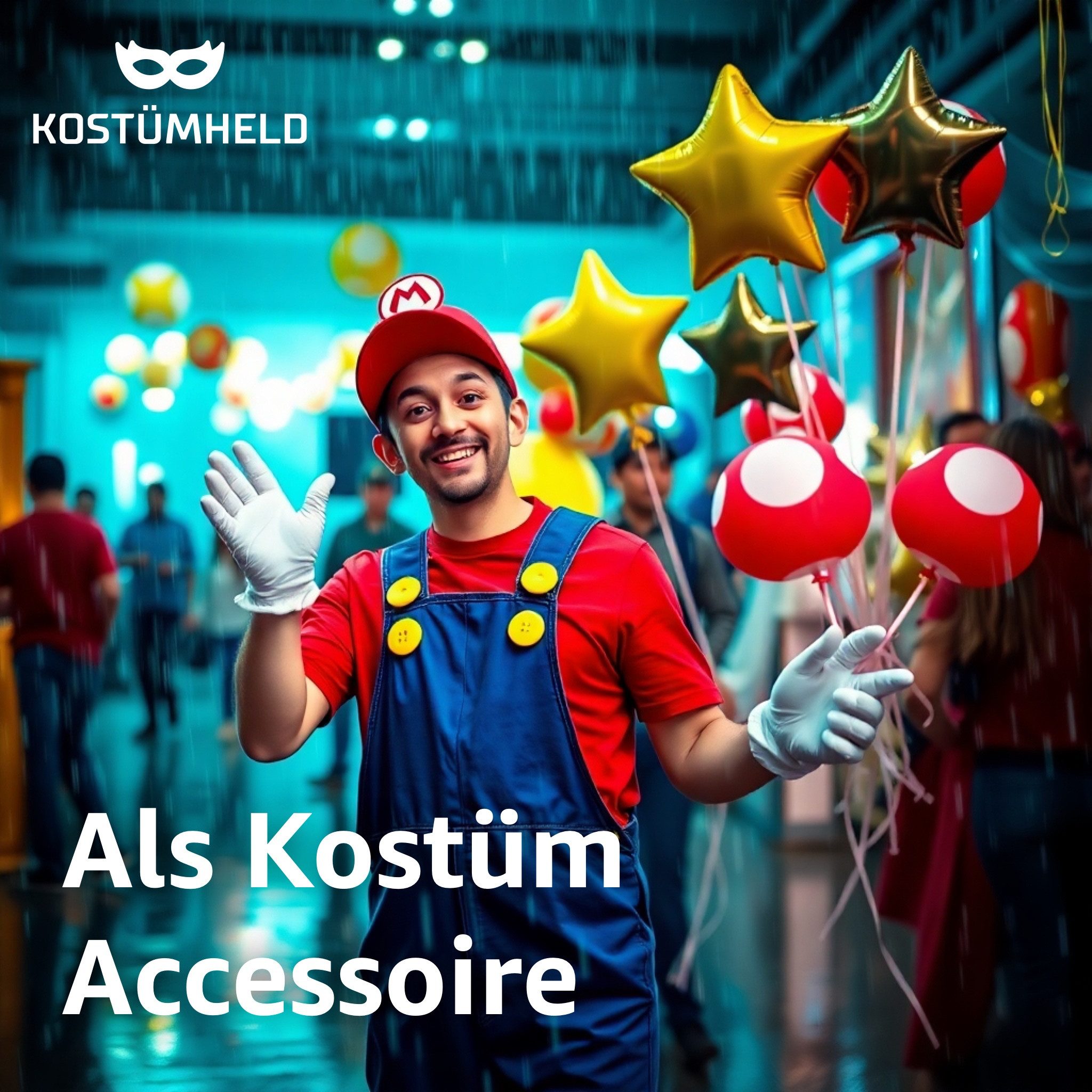 Kostümheld® Knopf 4x Super groß Knöpfe Mario gelb - Kostüm Kinder Erwachsene Fasching, 3 cm groß