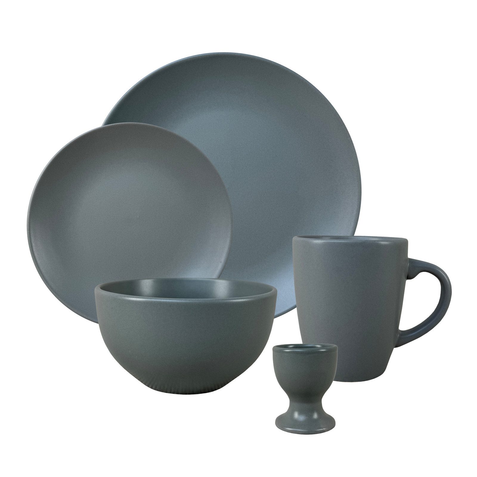 NTK-Collection Frühstücks-Geschirrset Tafelservice für 4 Personen Grau (20-tlg), Keramik, Frühstücksset Geschirrset