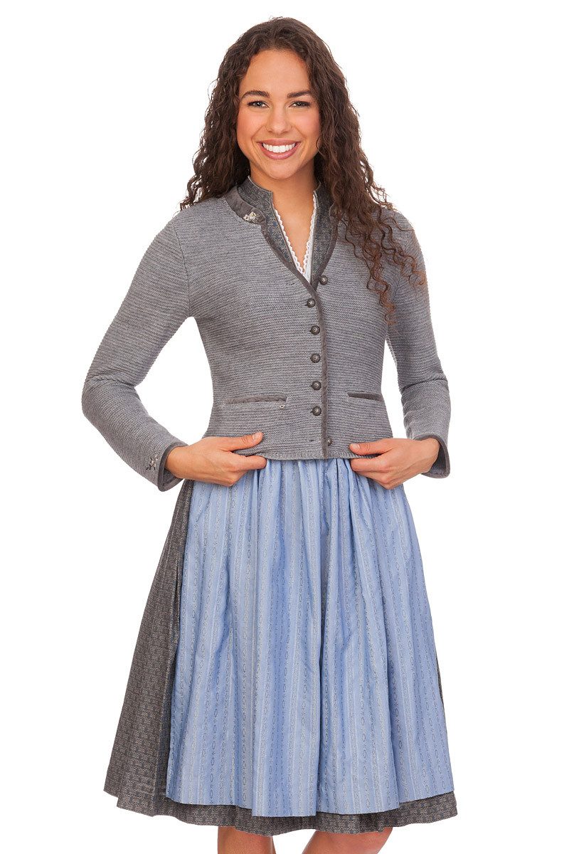 Spieth & Wensky Trachtenjacke Trachten Strickjacke - MALTA - hellgrau, weinrot – Bild 4 von 5