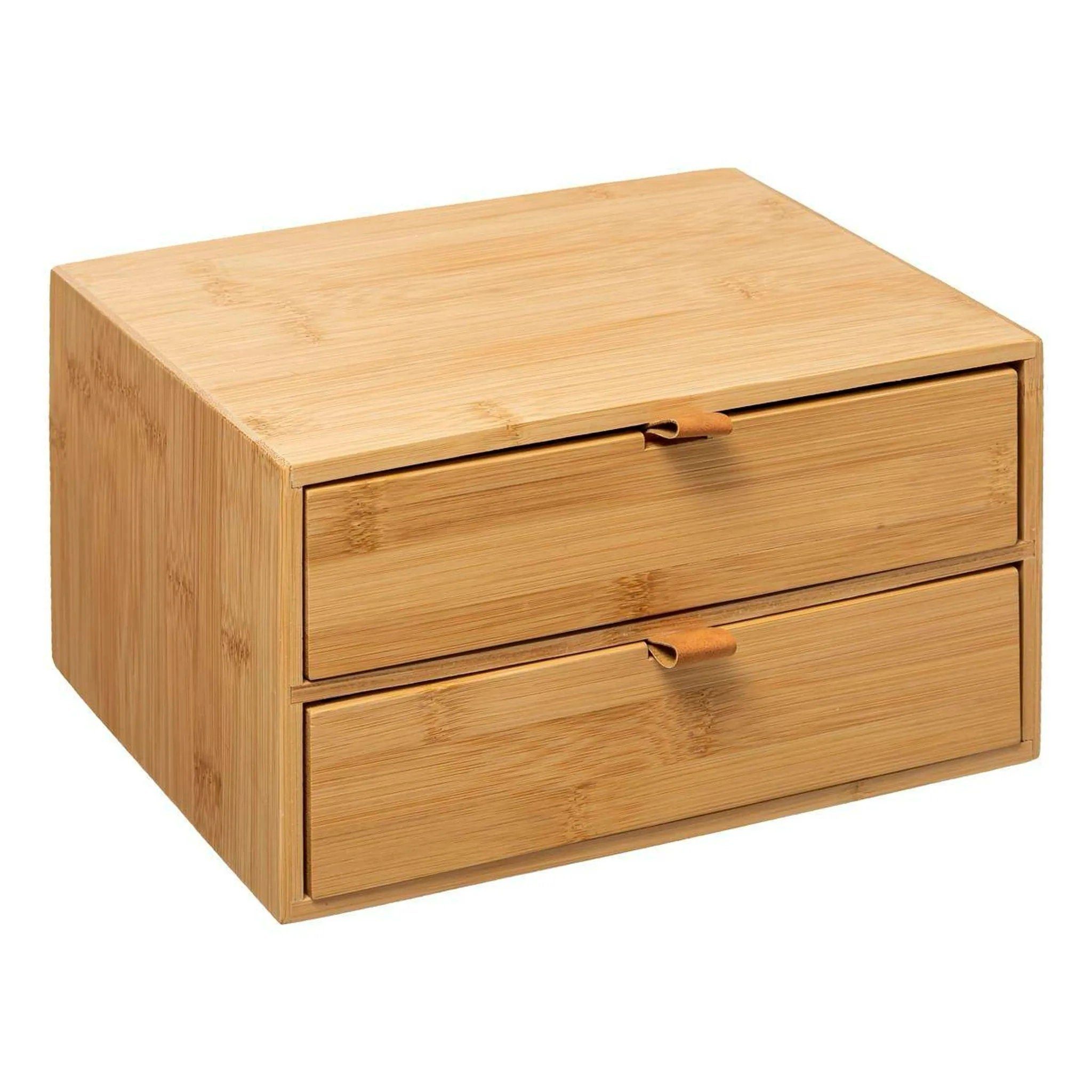 MF Organizer MF Schreibtisch Büro Organizer aus 100% Bambus Holz mit 2 Schubladen