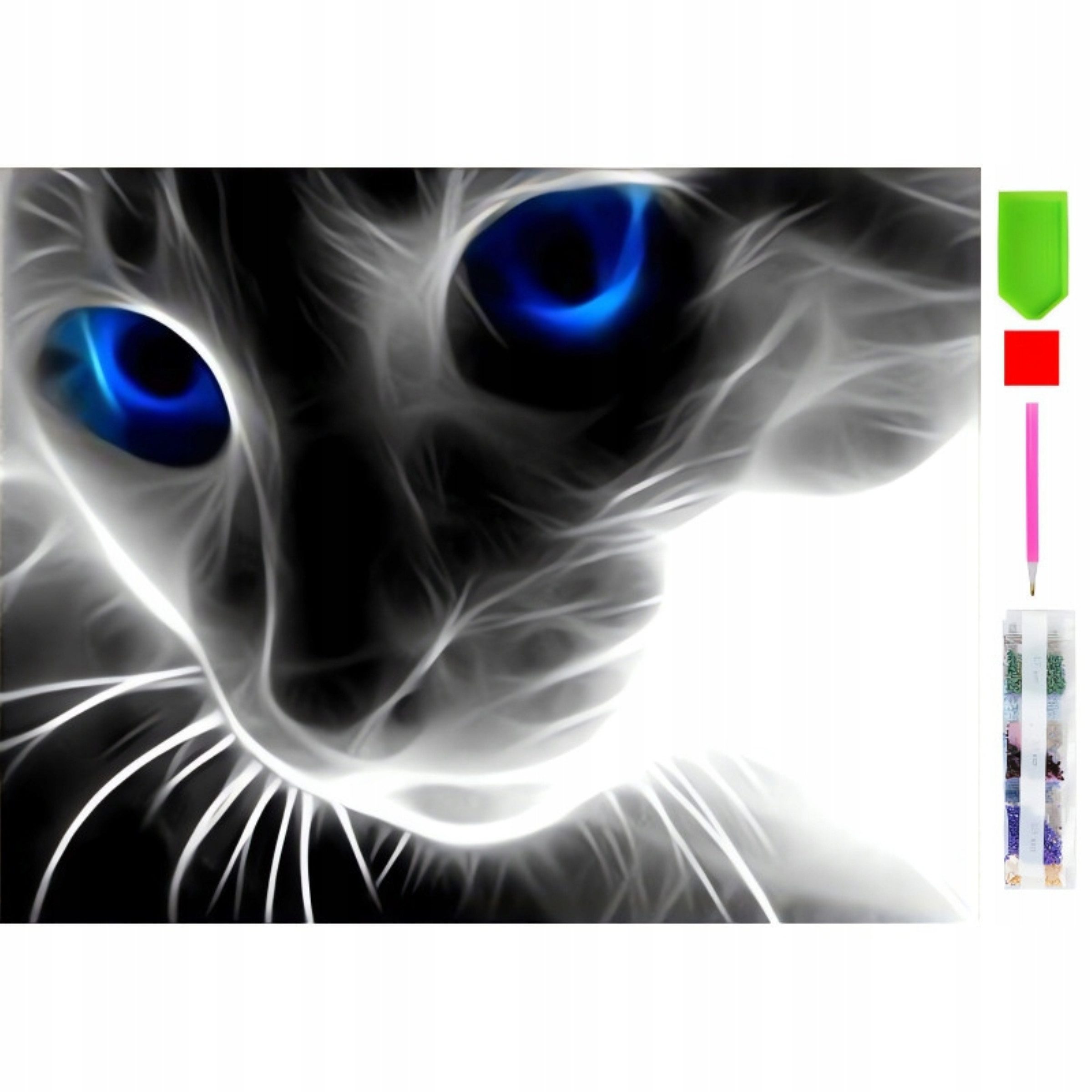 Realb2b Malen nach Zahlen Diamond Painting 5D Katzenmotiv 30x40 Bastelsetv DIY (Diamond Painting Set 5D Katze 30x40 cm mit Zubehör DIY Bild Stoff, DIY Diamond Painting Mosaikbild 5D Katze Bastelset komplett Zubehör), 5D Effekt Katzenmotiv Acrylsteine DIY Mosaikbild Bastelset 24 Farben