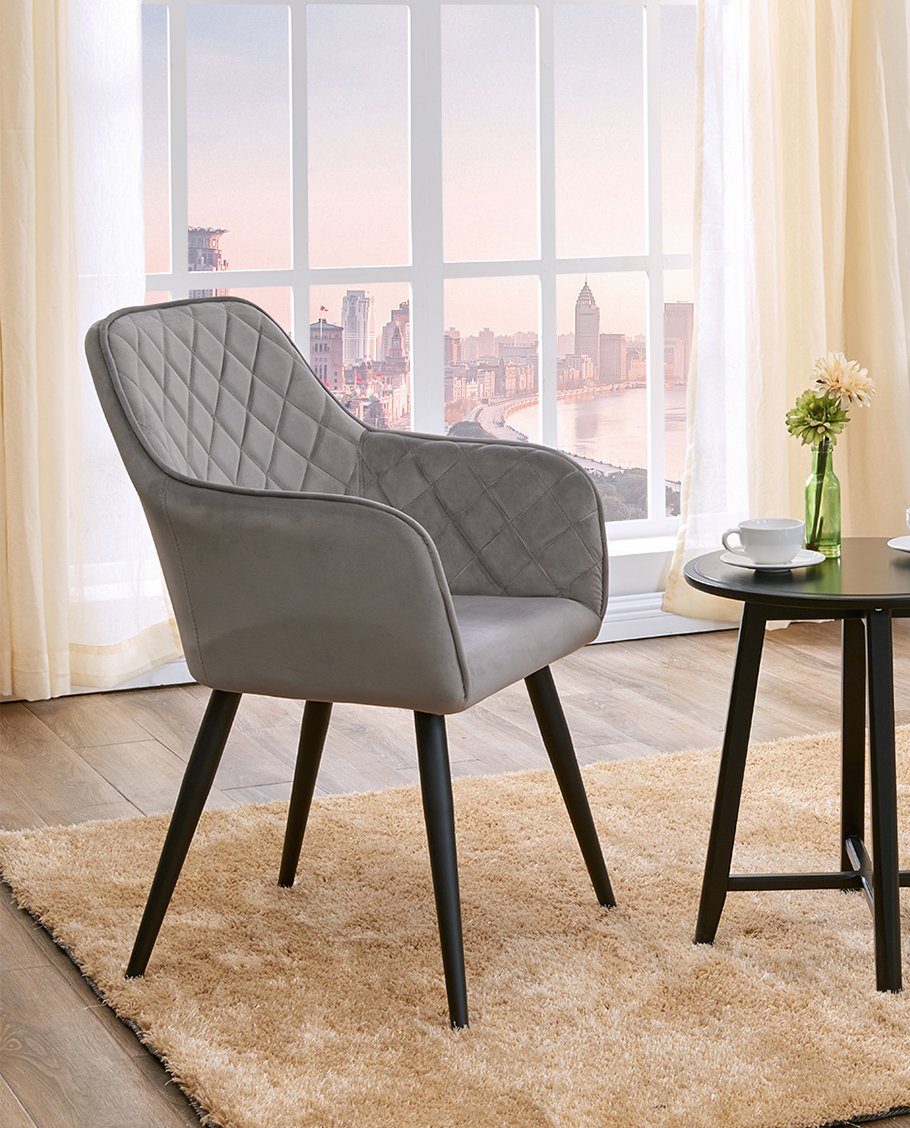 Esszimmerstuhl Stoff Sessel mit Metallbeine Lederoptik Esszimmerstuhl, Duhome Samt Armstuhl oder Stoff