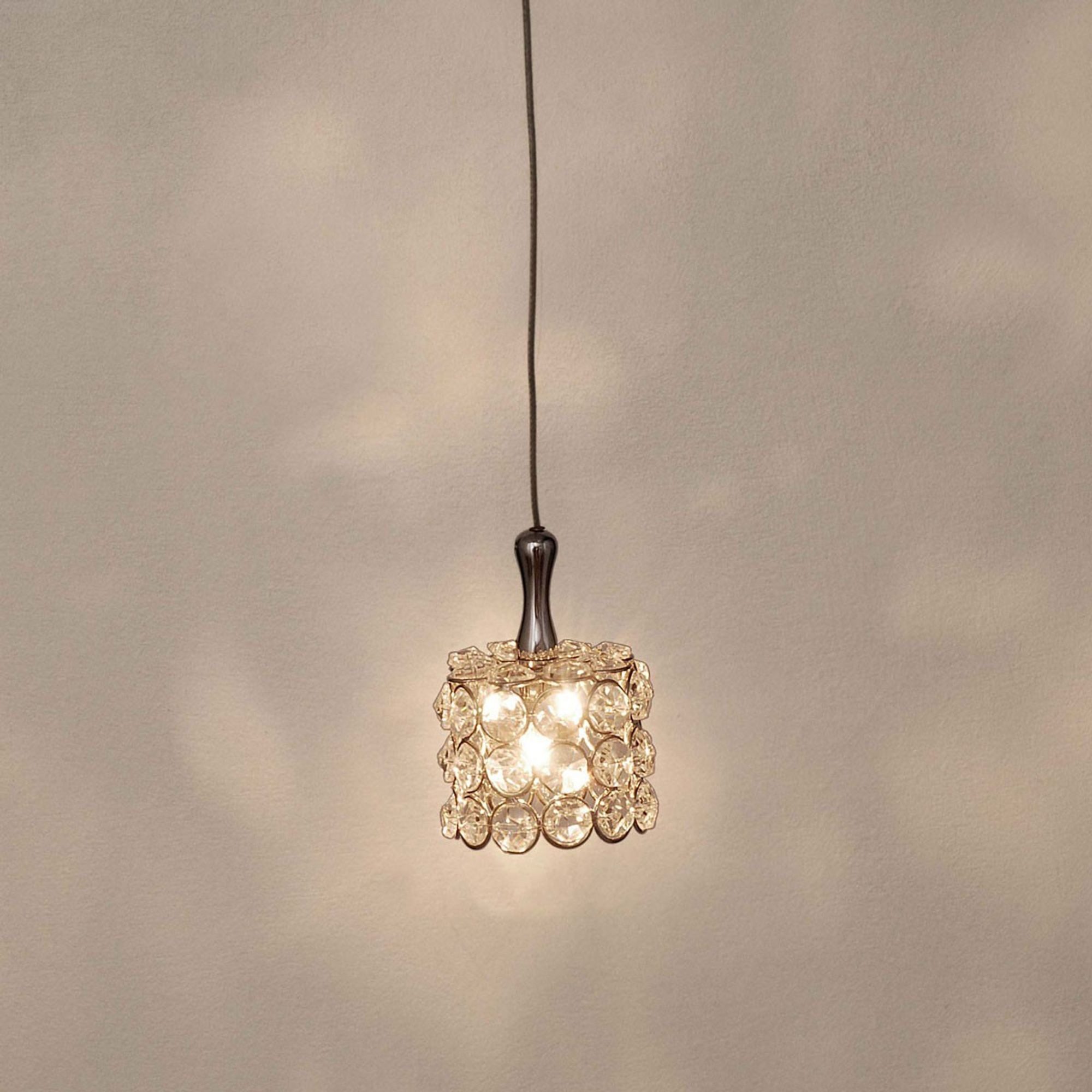 Holländer Pendelleuchte Rund Metall verchromt-Kristallglas Silber-Klar