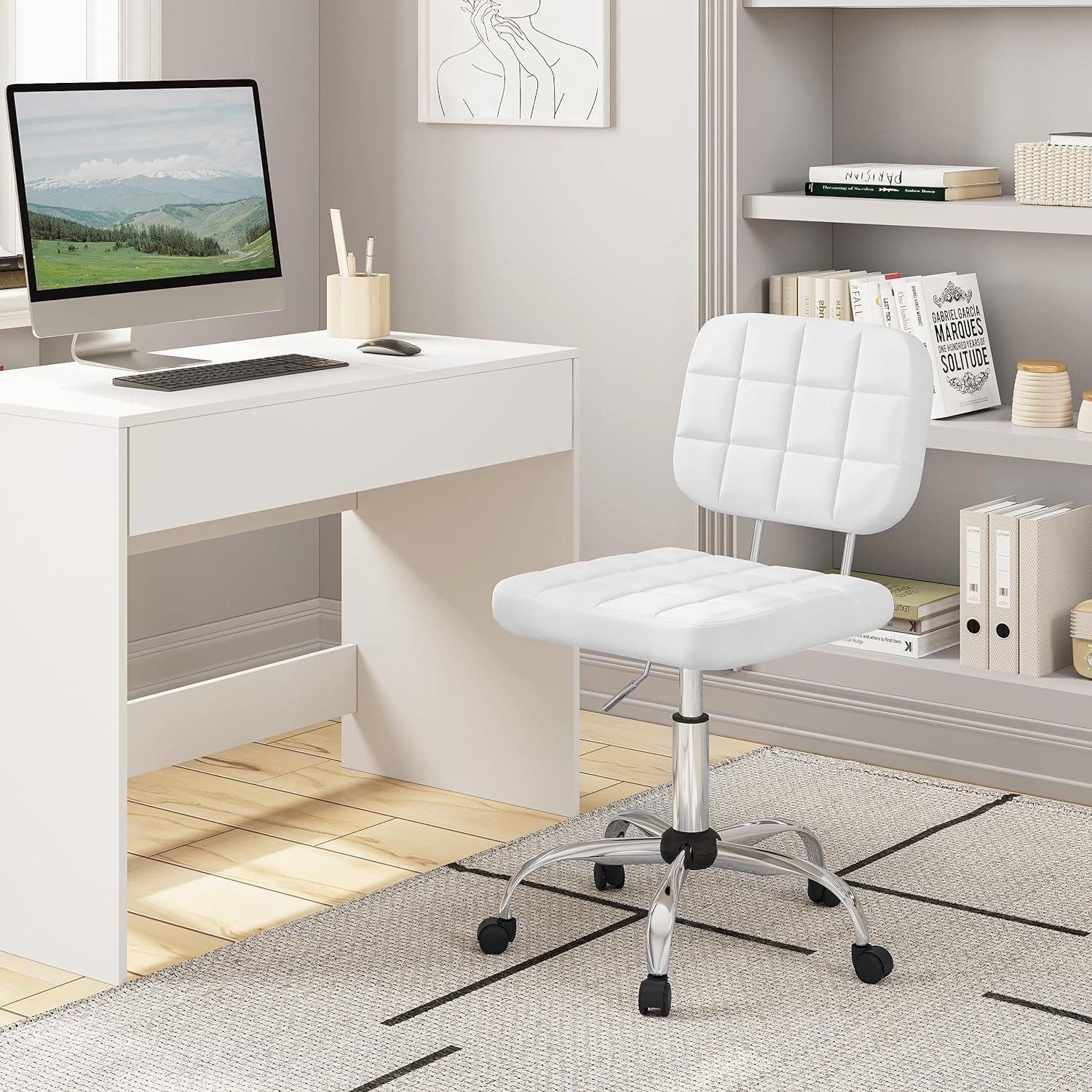 EUGAD (1 Bürostuhl weiß St), Schreibtischstuhl höhenverstellbar&drehbar