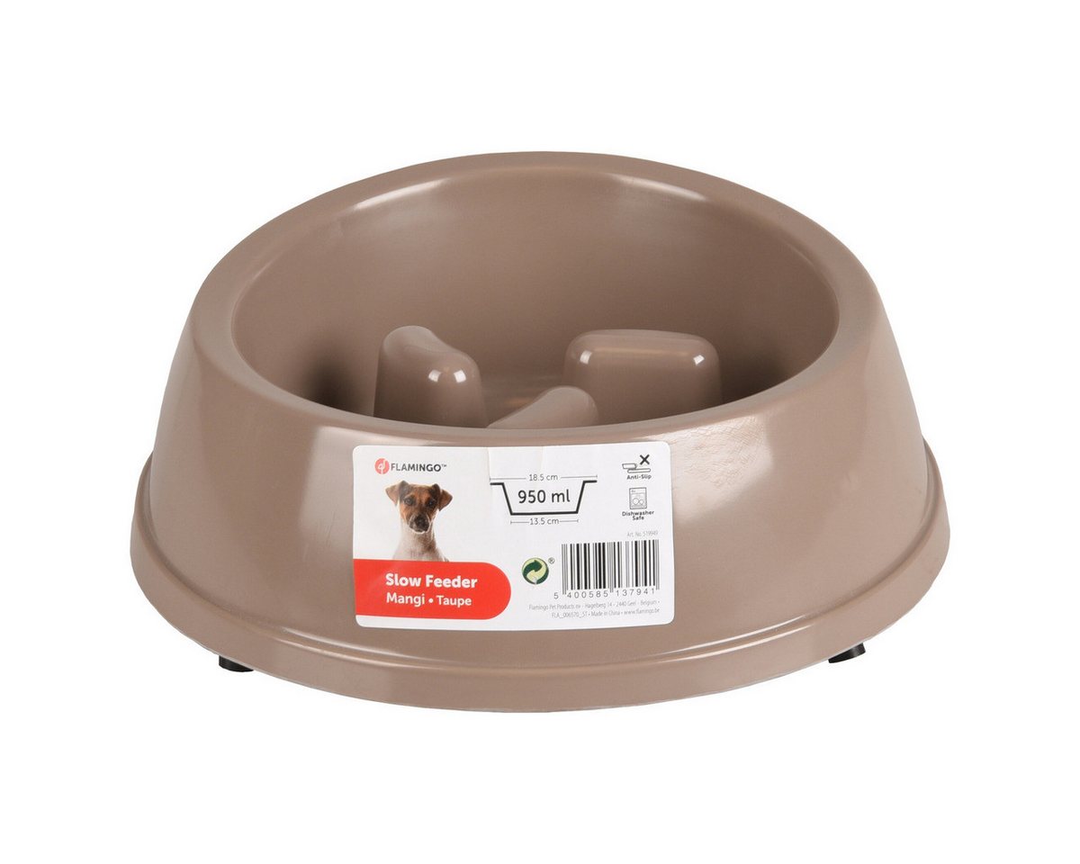 Thumbnail - Flamingo Antischlingnapf Futternapf Mangi Slowfeeder taupe