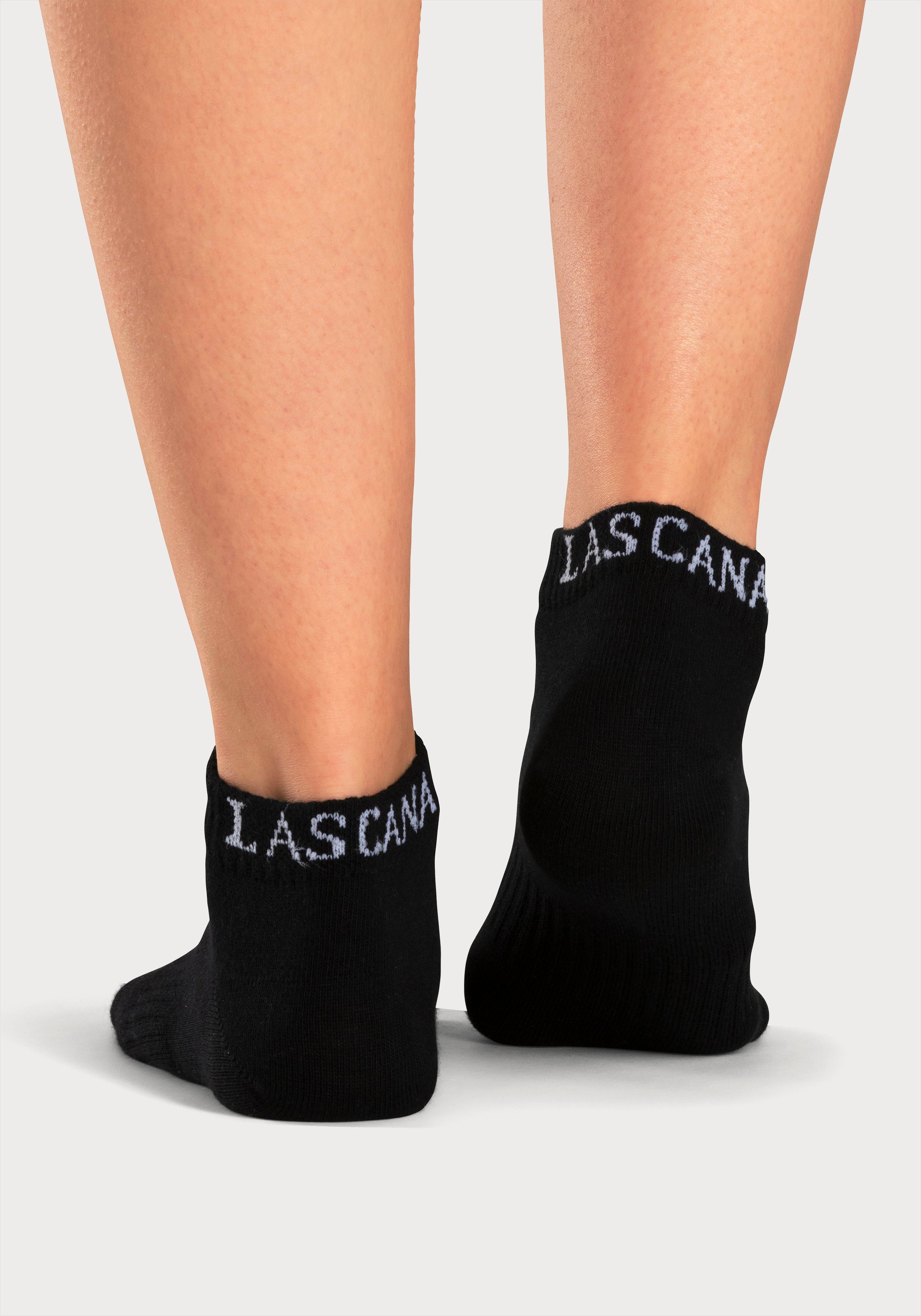 LASCANA ACTIVE Marken (Set, Sneakersocken schwarz 6-Paar) eingestricktem Logo 6x mit