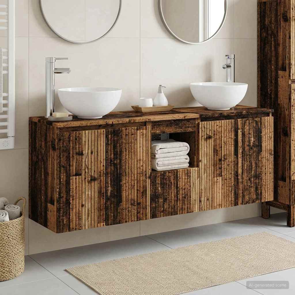 vidaXL Badezimmerspiegelschrank Badezimmerschrank-Set 3 stk. Altholz 49,5 x 35 x 63 cm (3-St)