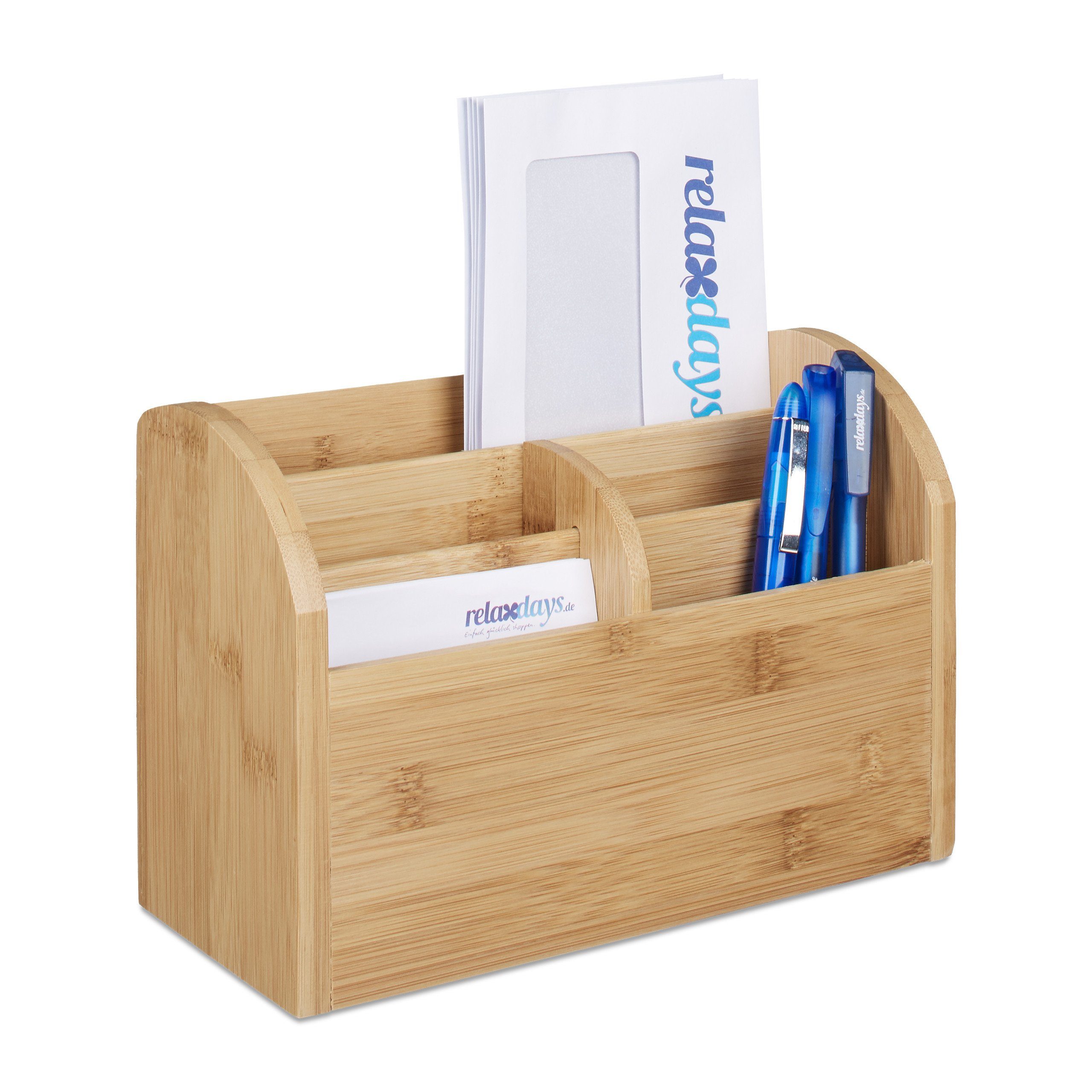 relaxdays Schreibtischaufsatz Schreibtisch-Organizer Bambus günstig online kaufen