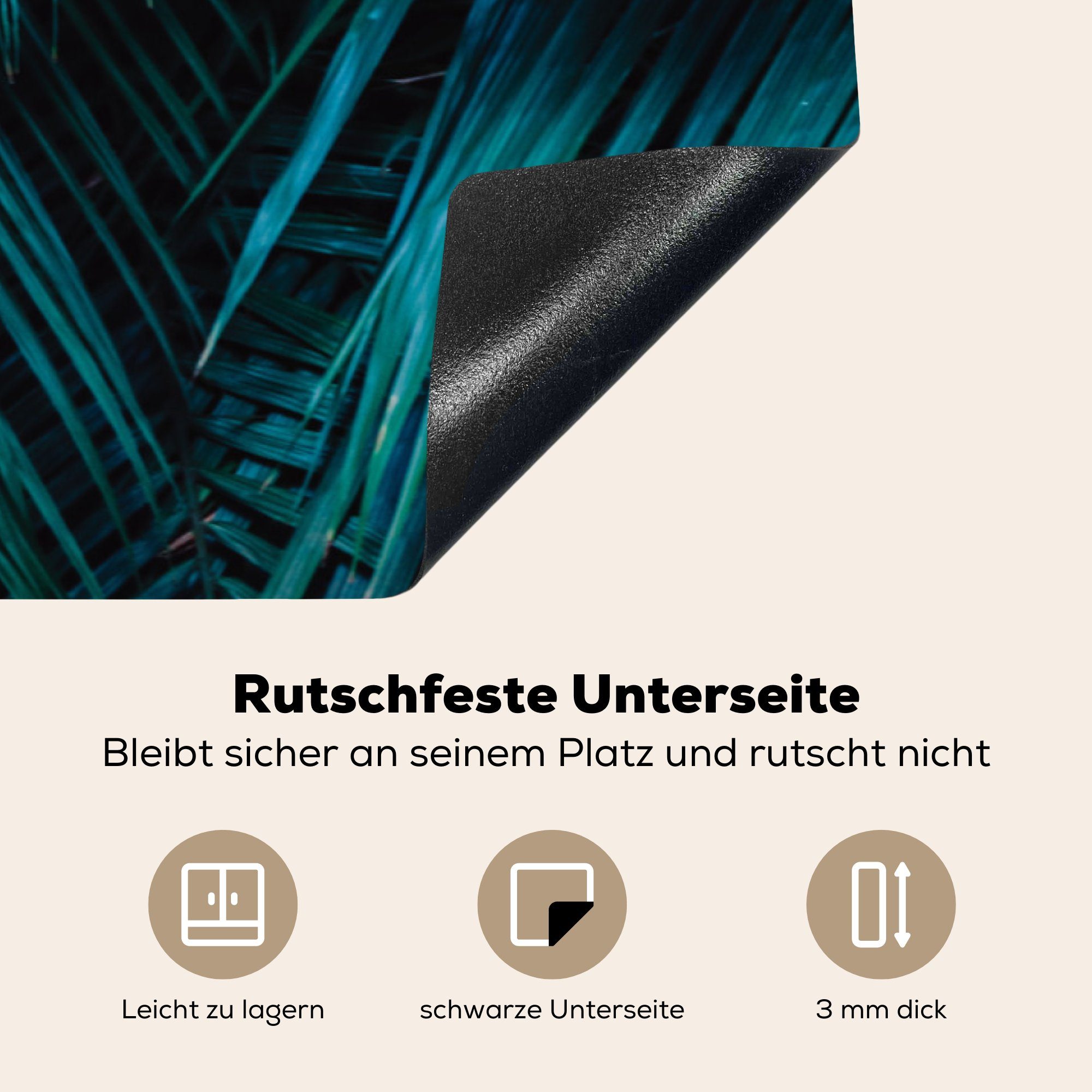 tlg), Tropisch Ceranfeldabdeckung, Blätter - cm, MuchoWow - für Vinyl, Dschungel Arbeitsplatte (1 83x51 küche Herdblende-/Abdeckplatte Natur, -