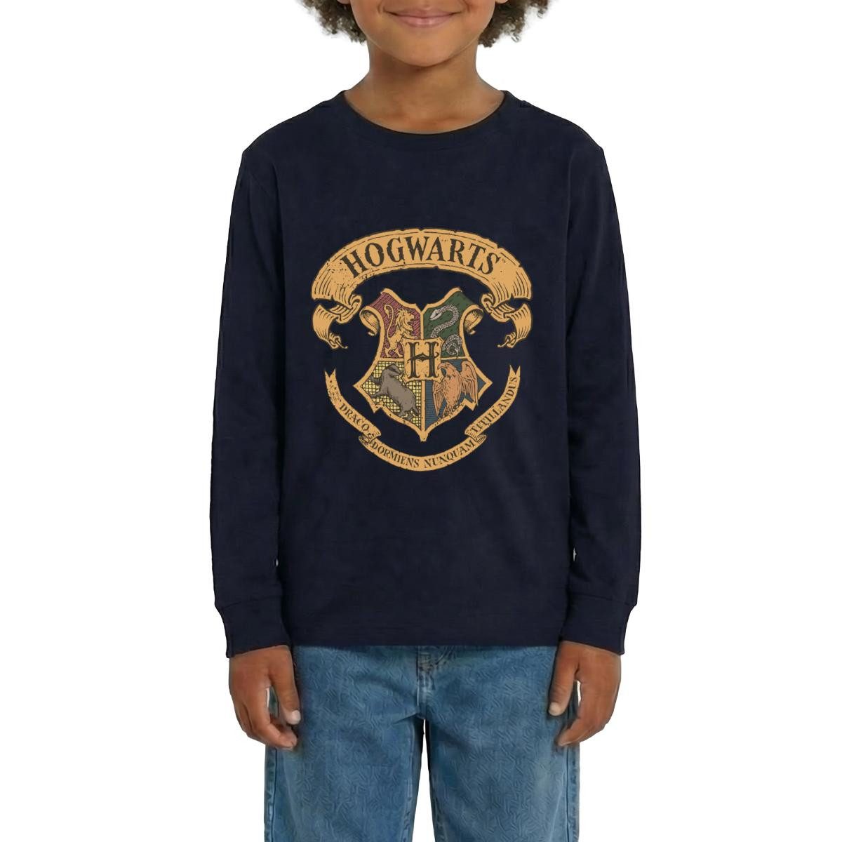 T-Shirt Harry Potter Hogwarts Wappen Teenager Premium Langarmshirt