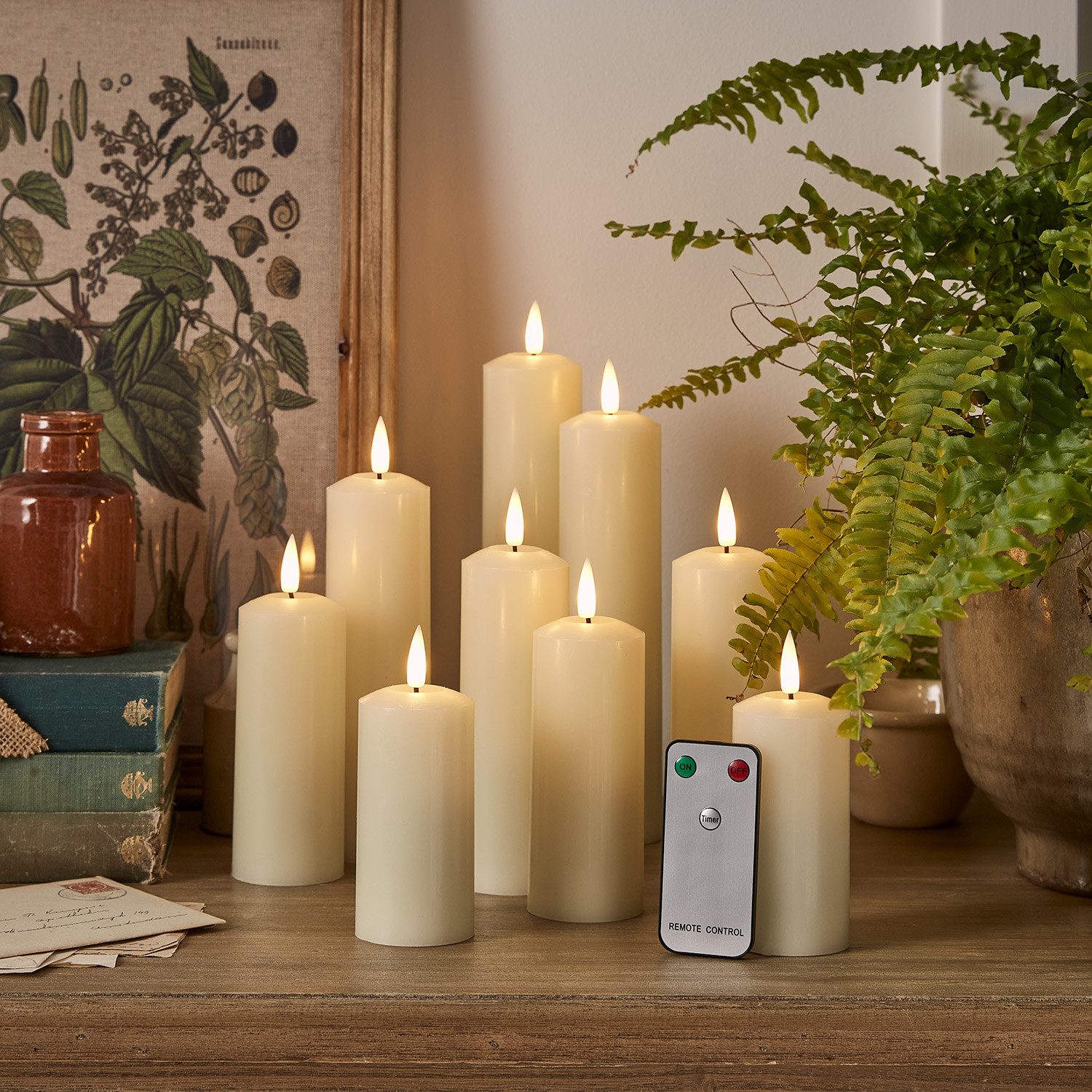 Lights4fun LED-Kerze 9er Set TruGlow® LED Kerzen Echtwachs mit Fernbedienun günstig online kaufen