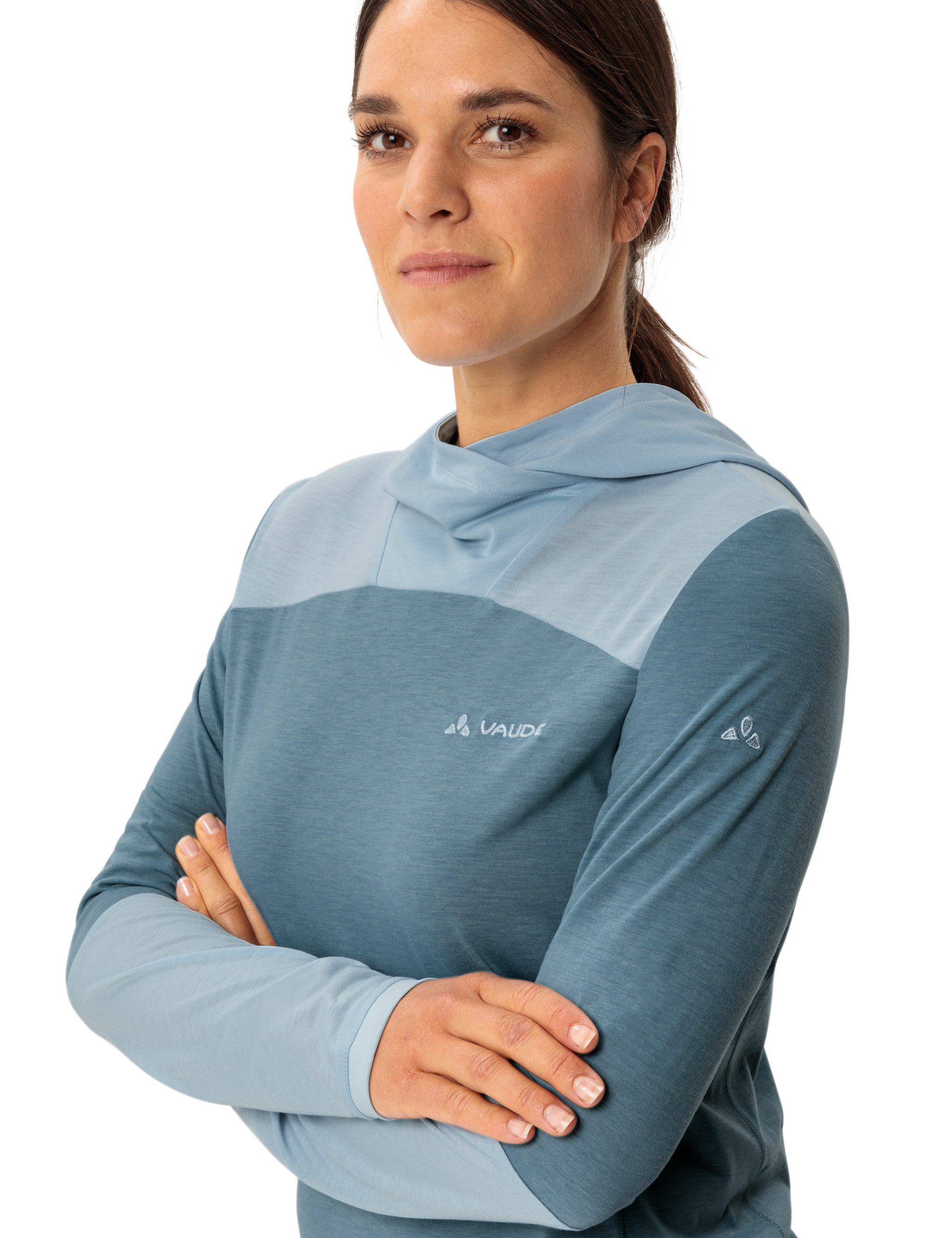 VAUDE Funktionsshirt WOMEN'S TREMALZO LS SHIRT (1-tlg) mit Schalkragen, mit Kapuze, mit Reißverschlusstasche am Rücken
