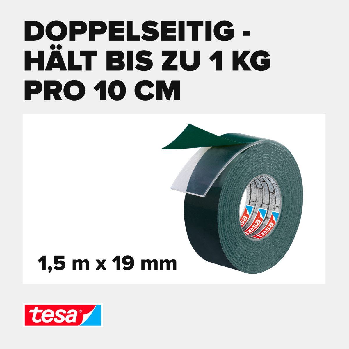 tesa Doppelklebeband Powerbond Outdoor Doppelseitiges Klebeband (1-St) wetterfestes Montageband für draußen - extra stark - versch. Längen
