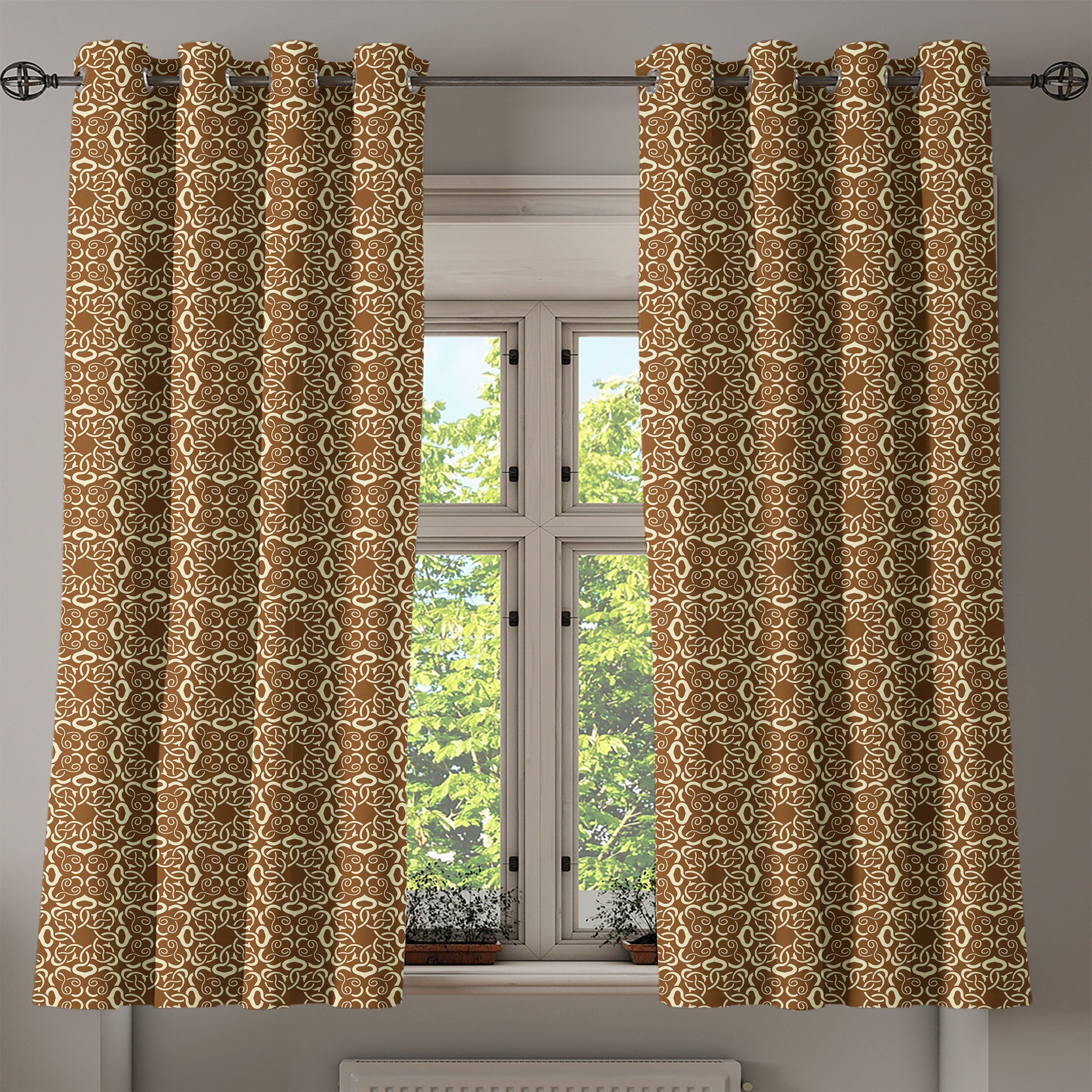Gardine Dekorative 2-Panel-Fenstervorhänge für Schlafzimmer Wohnzimmer, Strudel Curves Aufwändige Viktorianisch Abakuhaus