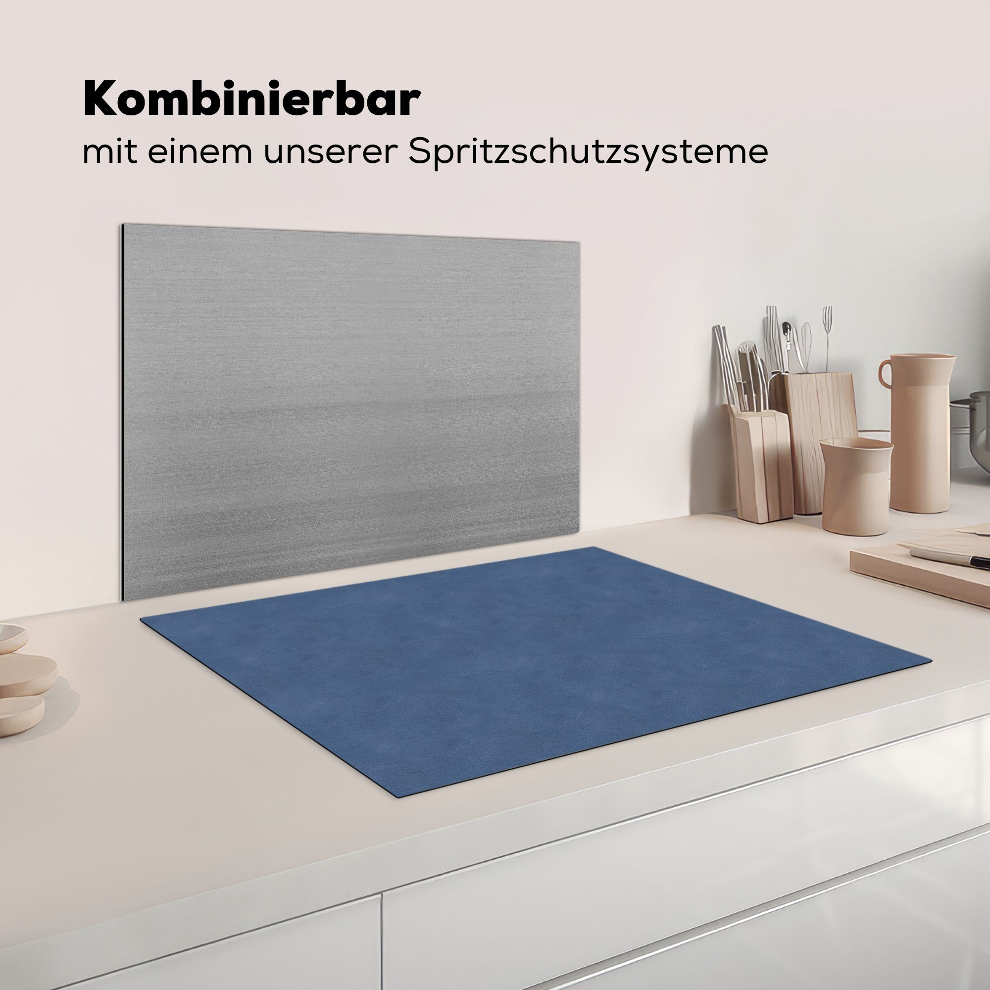 Blau Ceranfeldabdeckung MuchoWow - tlg), cm, Arbeitsfläche Induktionsschutz Vinyl, 70x52 - Leder Herdblende-/Abdeckplatte - nutzbar, Mobile Tiere, (1