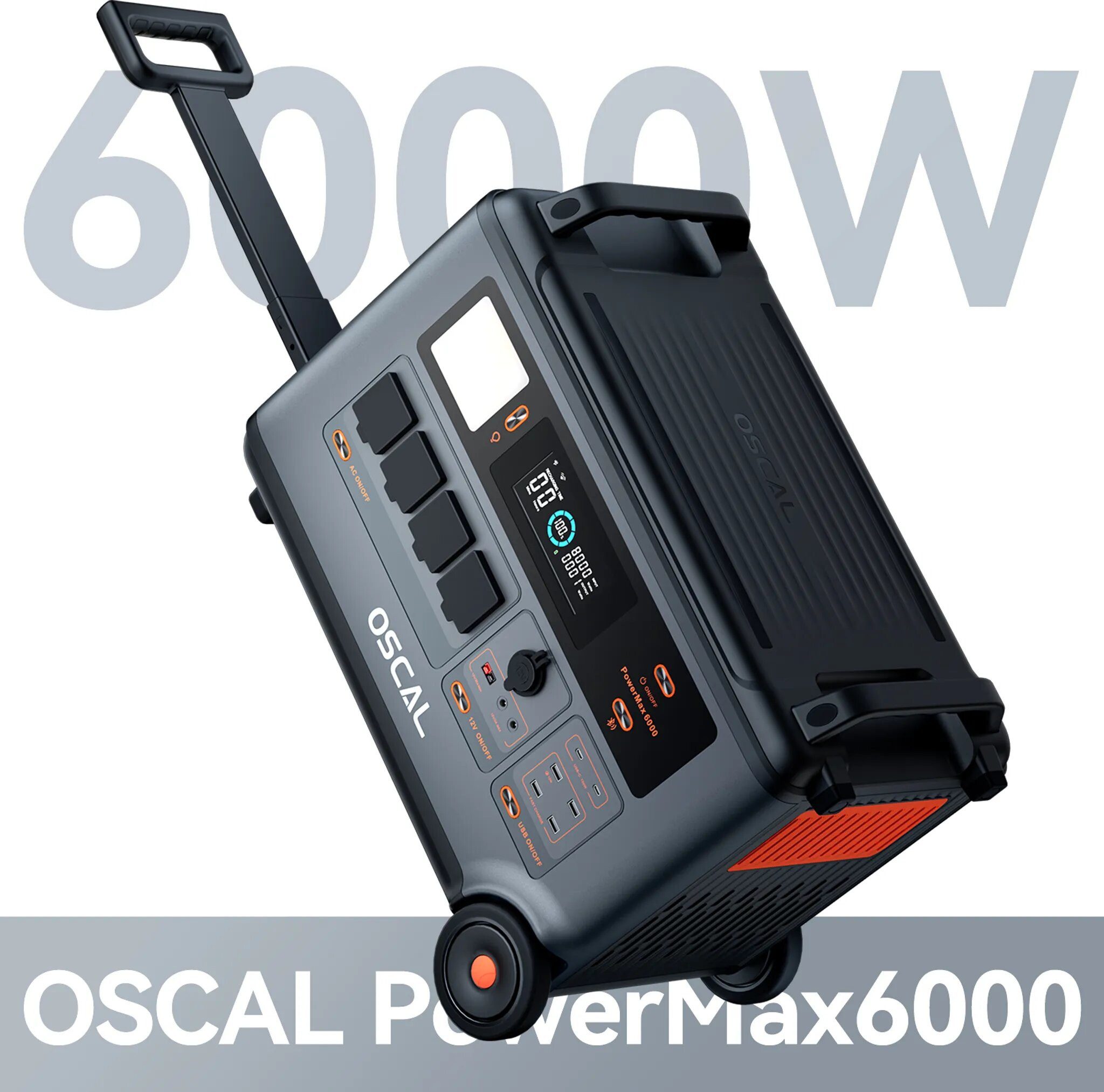 OSCAL Stromerzeuger PowerMax 6000 Tragbare Powerstation 6000W, 3600Wh Akku Solar