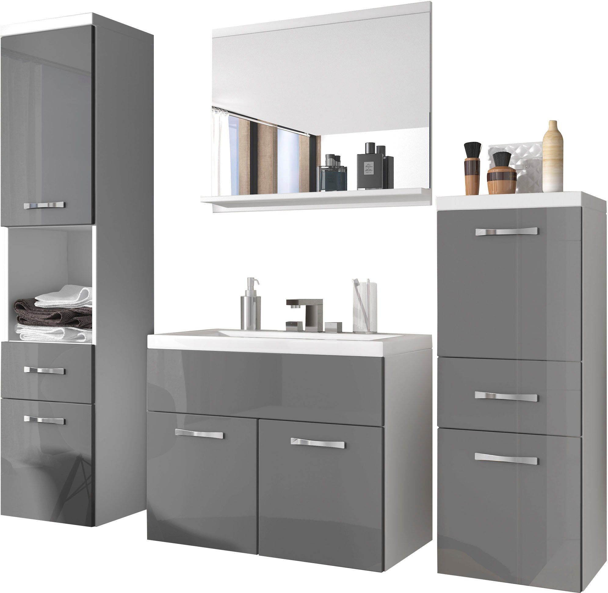 welltime Badmöbel-Set ELDA, (Komplett-Set, 5-St), Waschtisch inkl. Waschbec günstig online kaufen