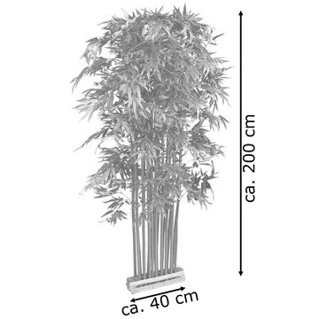 Kunstbambus Bambus Sichtschutz Element Stand Künstliche Pflanze mit Echtholz 200cm, Decovego