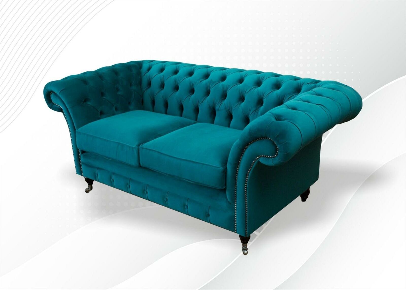 JVmoebel Chesterfield-Sofa Türkis moderner Europe Chesterfield Couch, Zweisitzer Made Neue luxus in