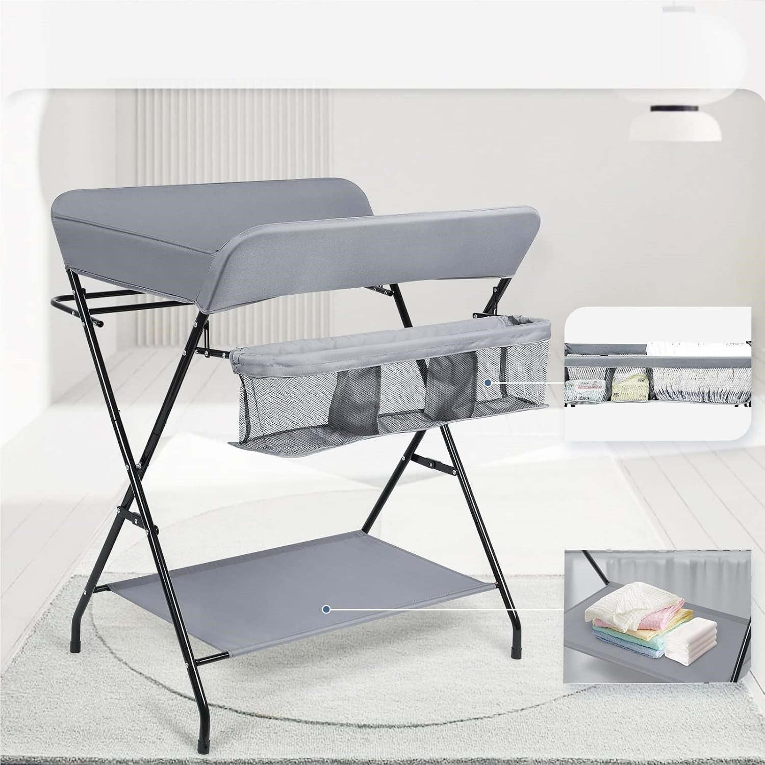 OUNUO Wickeltisch Wickeltisch für Säuglinge, Klappbar und platzsparend