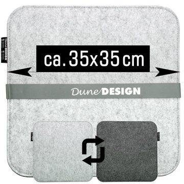 DuneDesign Stuhlkissen Filz Sitzkissen eckig Stuhlkissen Sitzauflage, 35x35cm 8mm grau