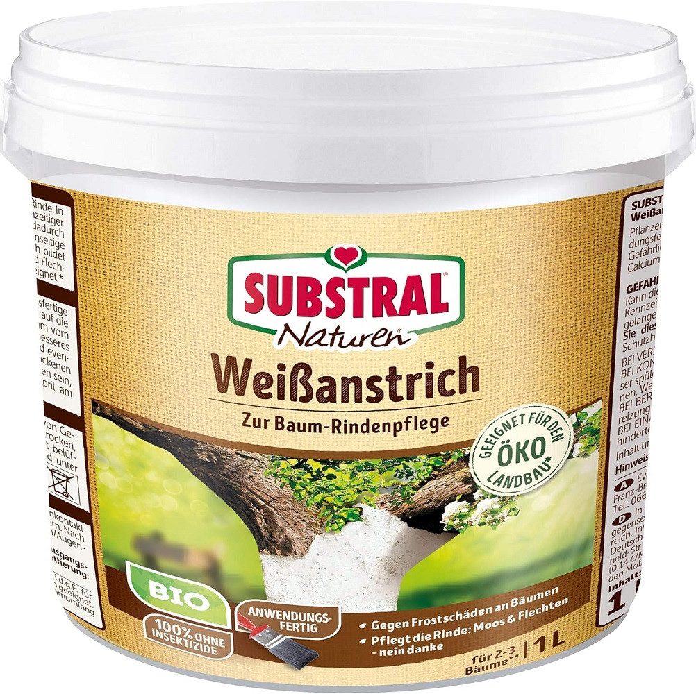 Substral Naturen Baumanstrich Naturen Bio Weißanstrich, 1 Liter, Baumanstrich zum Weißen von Bäumen