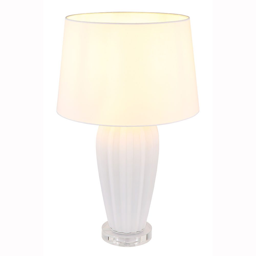 GLOBO LIGHTING LED Tischleuchte, Leuchtmittel inklusive, Warmweiß, Beistellleuchte Tischlampe Nachttischleuchte LED Textil Keramik weiß