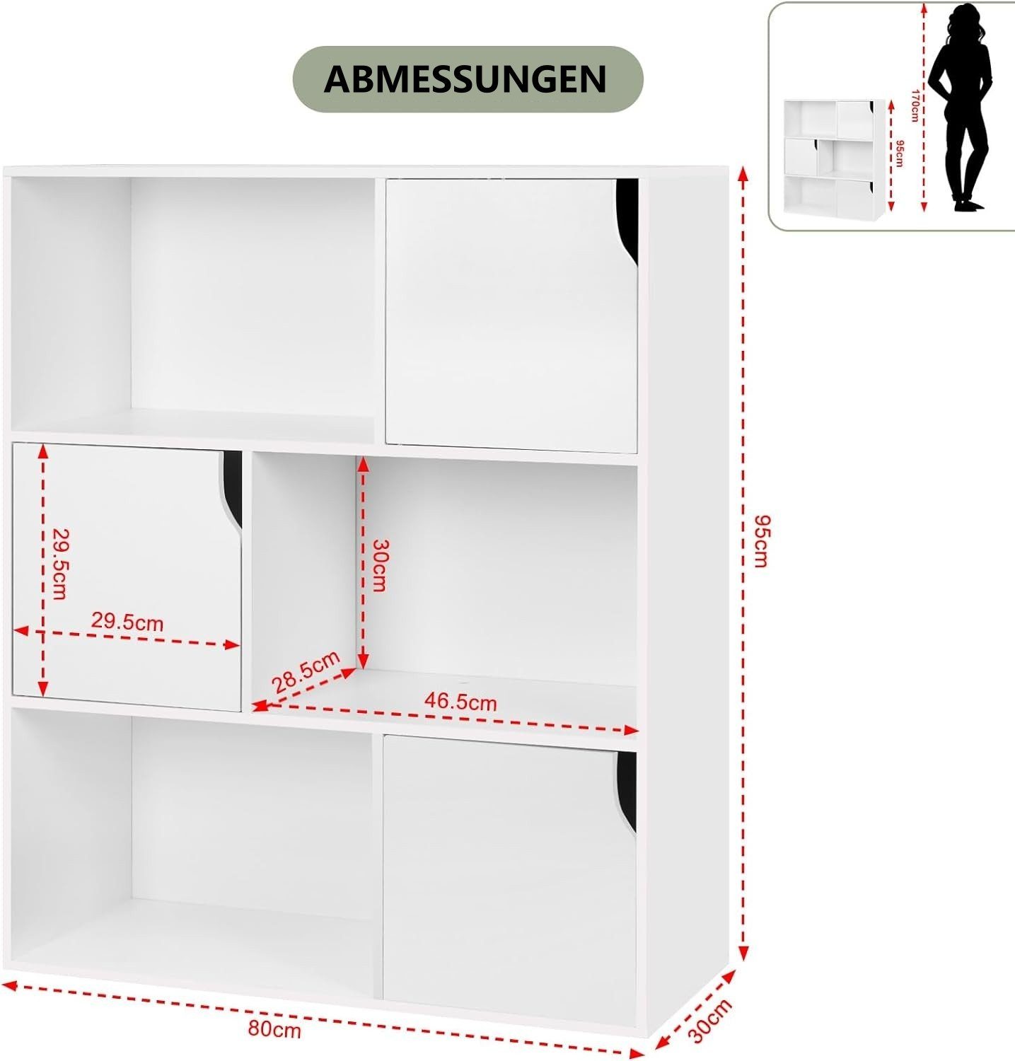 EUGAD Bücherregal, 1-tlg., Würfelregal mit Türen günstig online kaufen