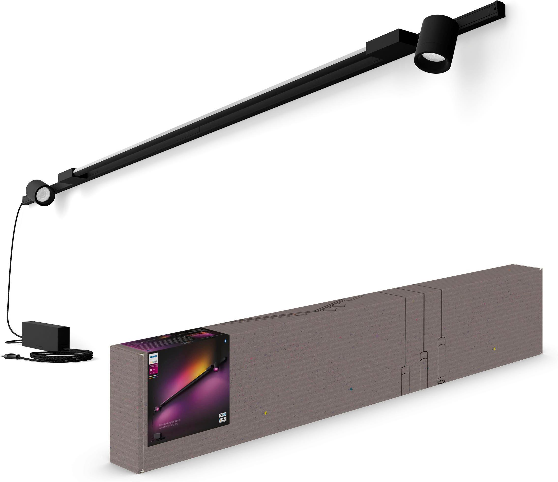 Philips Hue Wandleuchte Perifo Basis-Set White & Color Ambiance 2 Spots + Gradient Tube, Abschaltautomatik, Bluetooth, CCT - über Fernbedienung, Dimmfunktion, Einschlafhilfe, Farbsteuerung, Farbwechsel, Memory, nach Trennung vom Netz, Nachtlichtfunktion, RGB, Smart Home, Timerfunktion, Weckerfunktion, dimmbar über Fernbedienung, mehrere Helligkeitsstufen, LED fest integriert, Farbwechsler, RGB, warmweiß - kaltweiß, Steuerbar per App und Stimme, Smart Home fähig, Gradient-Farbverläufe
