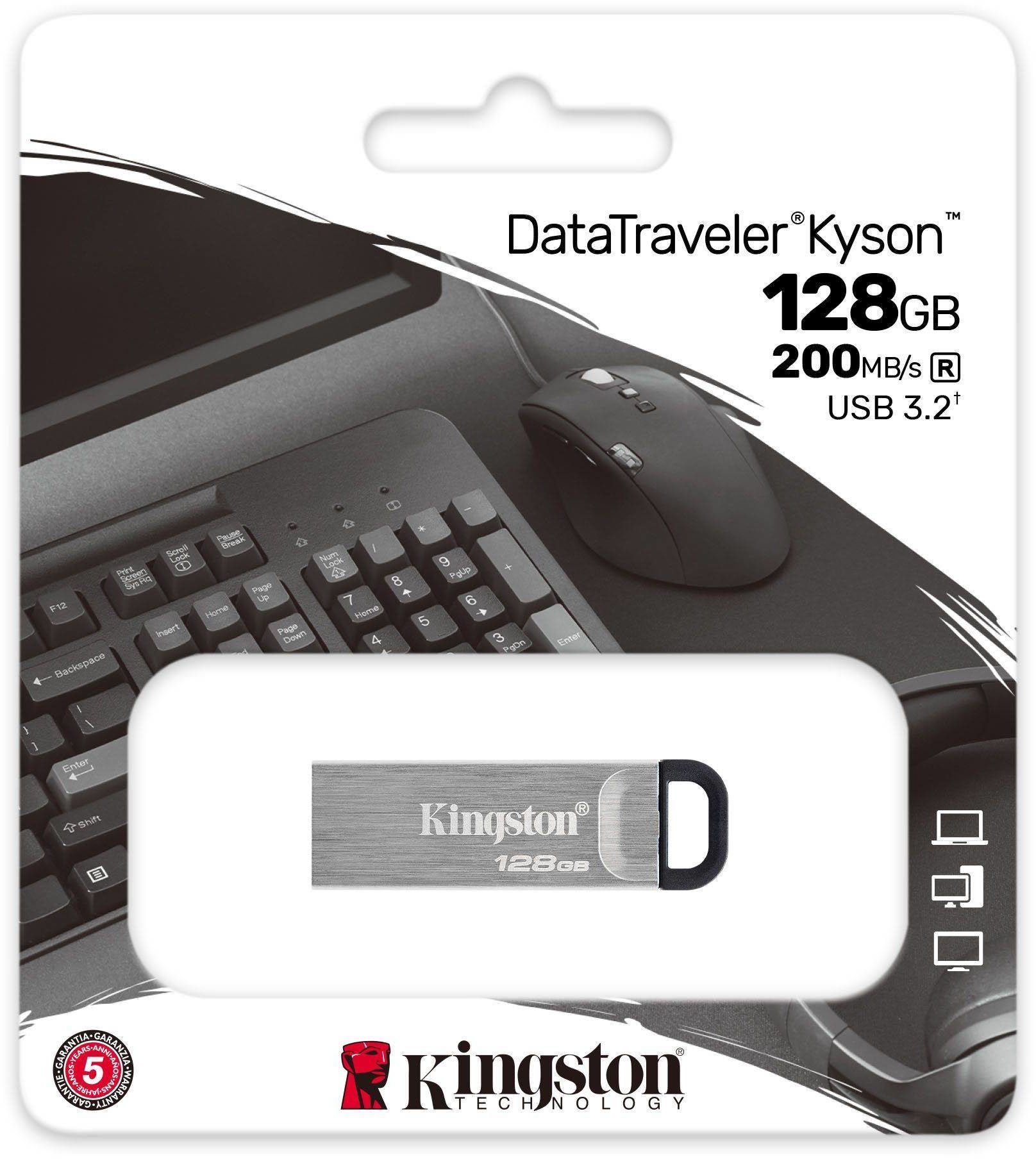 Kingston DataTraveler Kyson 128 GB USB-Stick (USB 3.2, Lesegeschwindigkeit 200 MB/s)