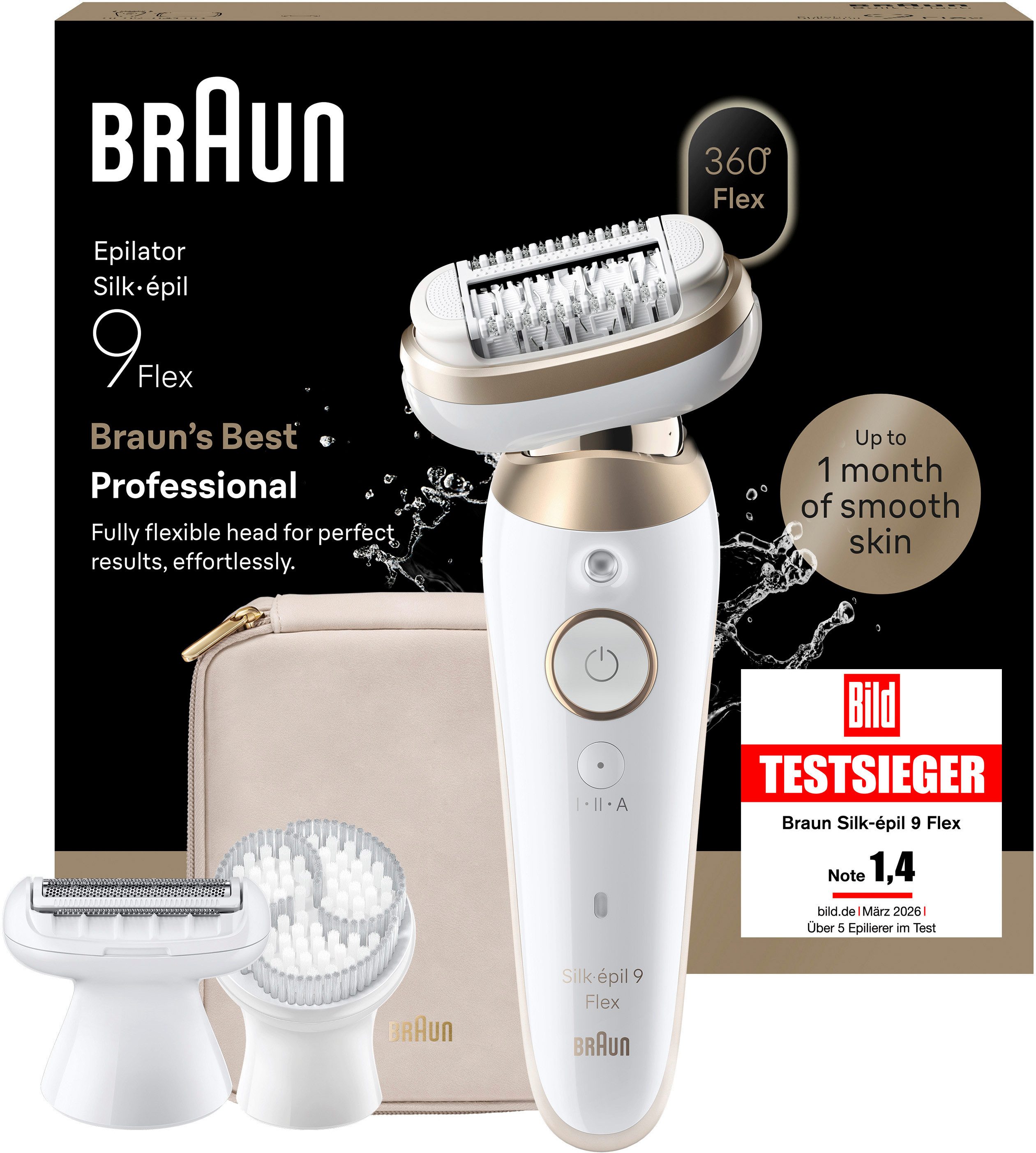 Braun Epilierer Silk-épil 9 SES9-060 3D, 360° Flex, Wet & Dry, SmartLight, Rasieraufsatz, Trimmeraufsatz