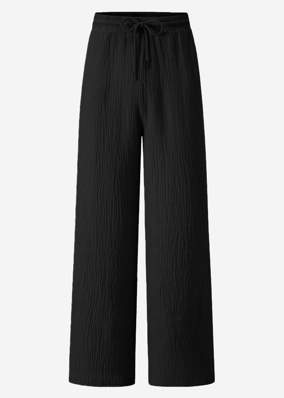 SASSYCLASSY Stoffhose Leichte Musselin Sommer Hose Damen Lang Lockere Musse günstig online kaufen